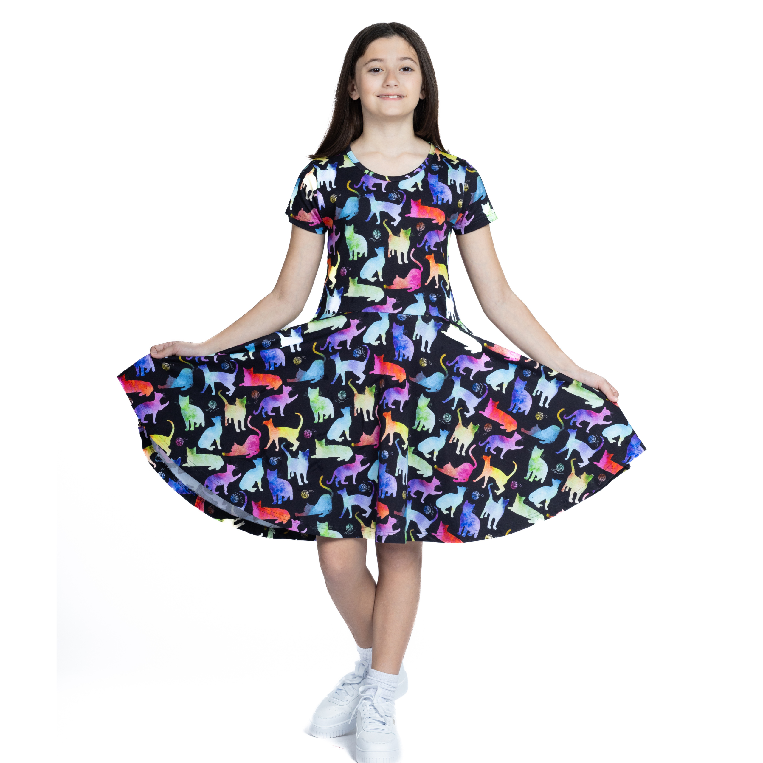 Rainbow Cats String Theory Kids Twirl Dress