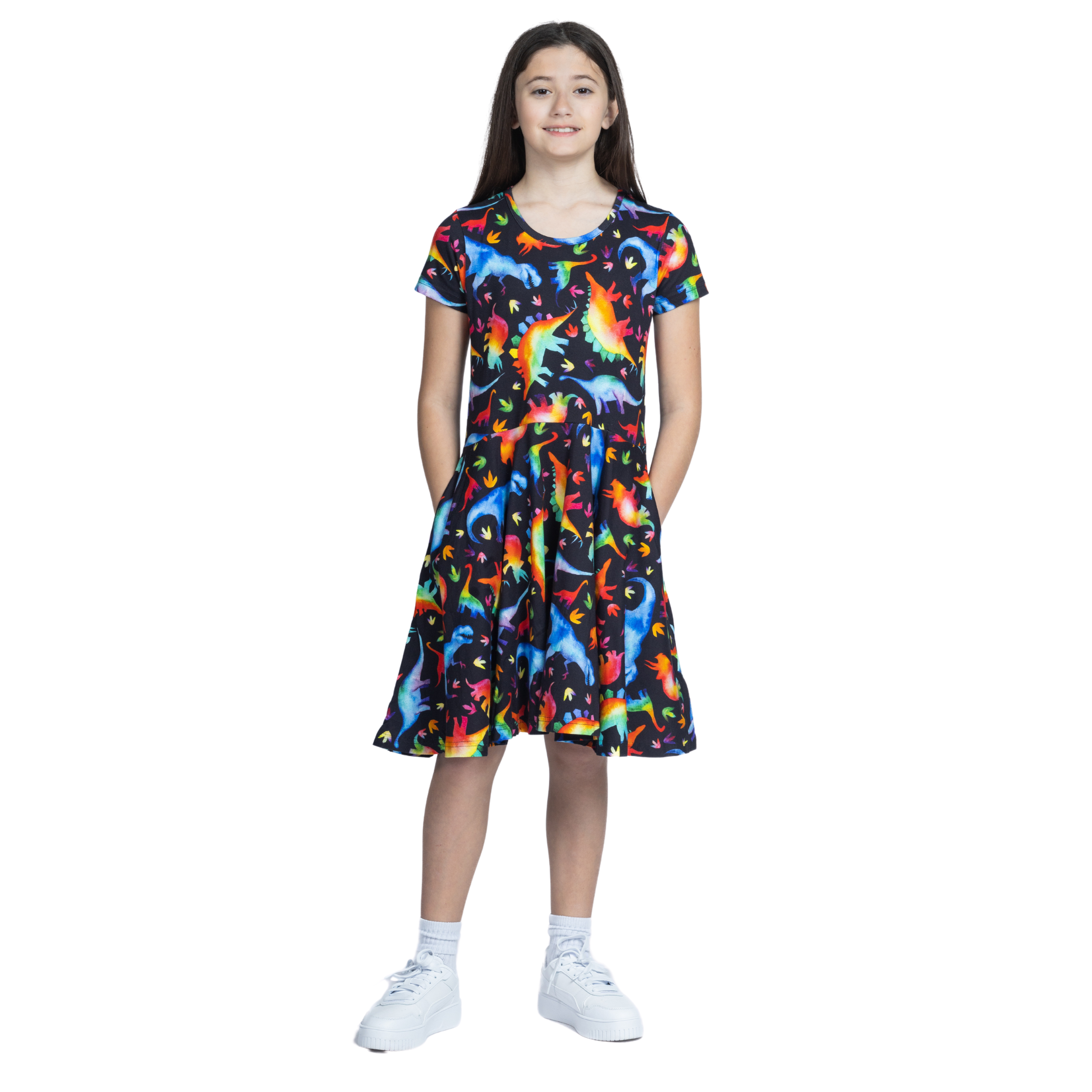 Rainbowsaurus Kids Twirl Dress