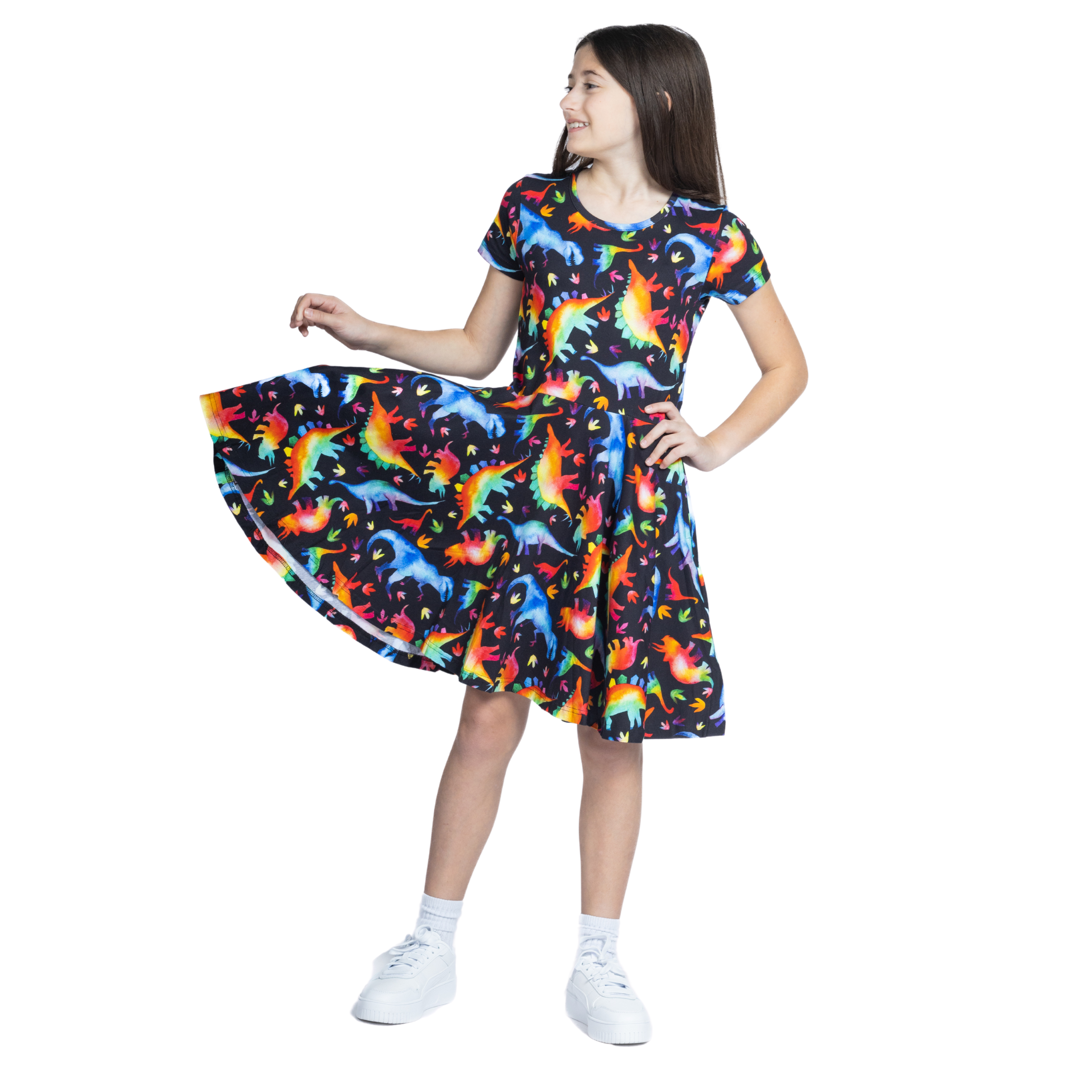 Rainbowsaurus Kids Twirl Dress