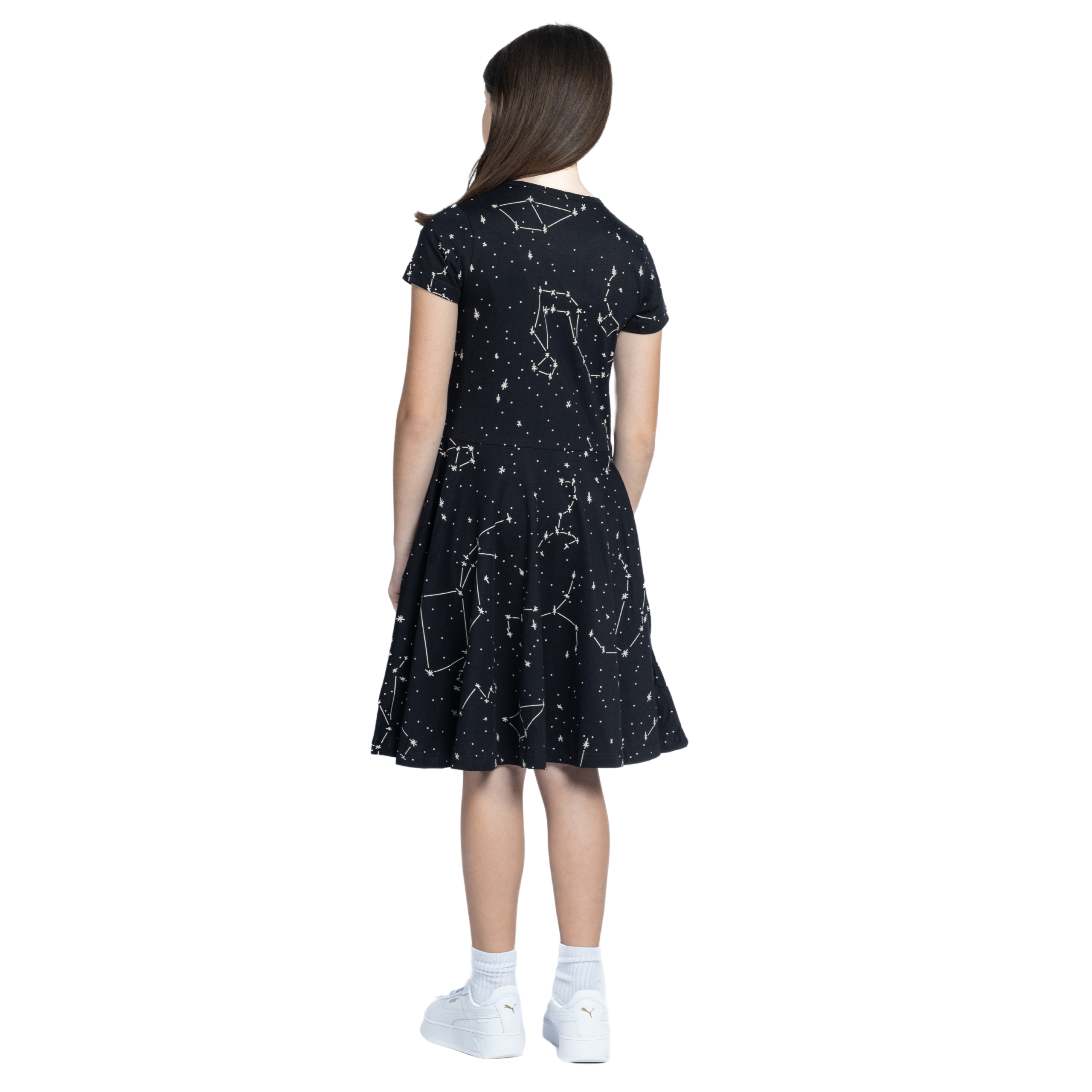 Constellations Glow-in-the-Dark Short Sleeve Kids Twirl Dress