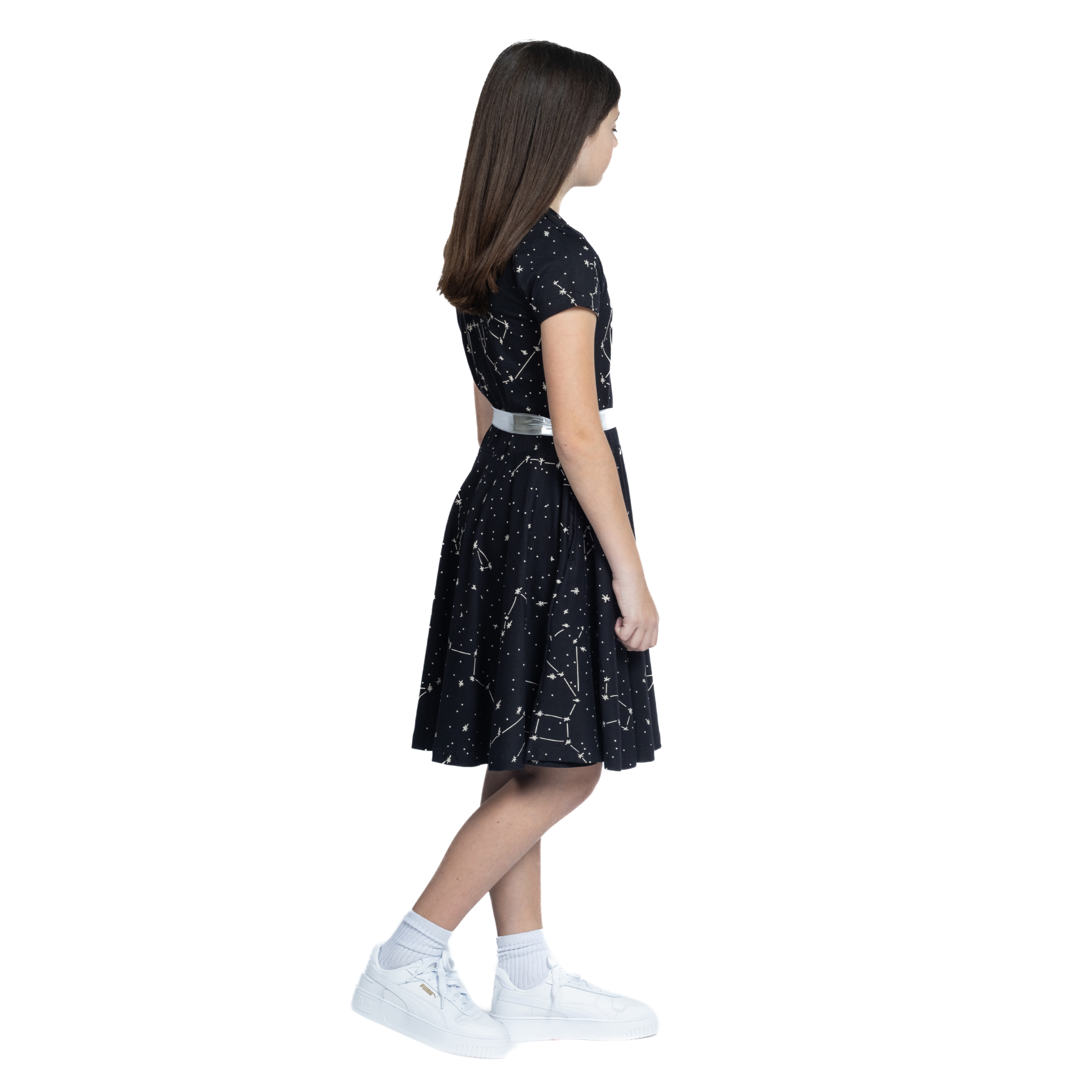 Constellations Glow-in-the-Dark Short Sleeve Kids Twirl Dress