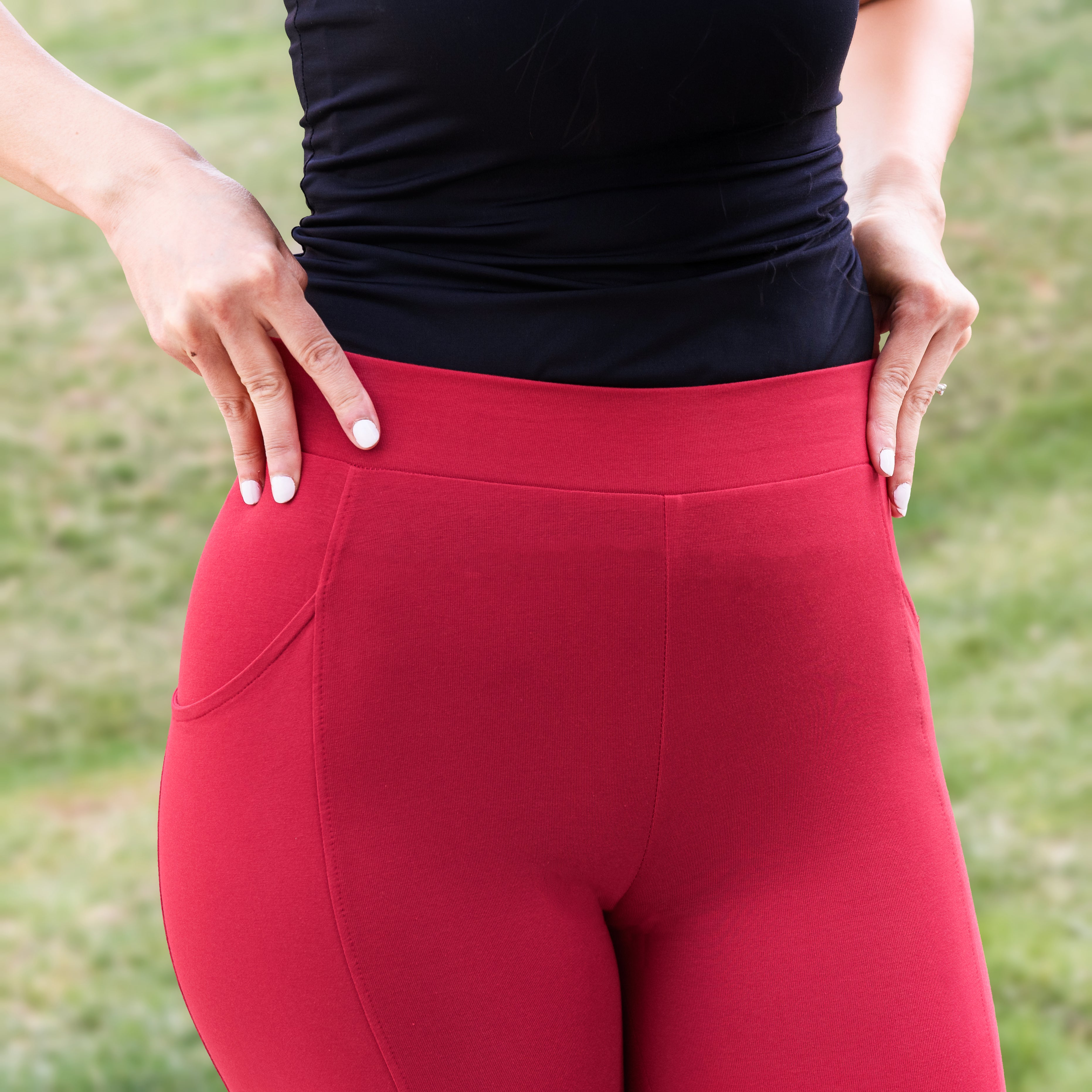Lava Falls Red Adults Leggings with Pockets