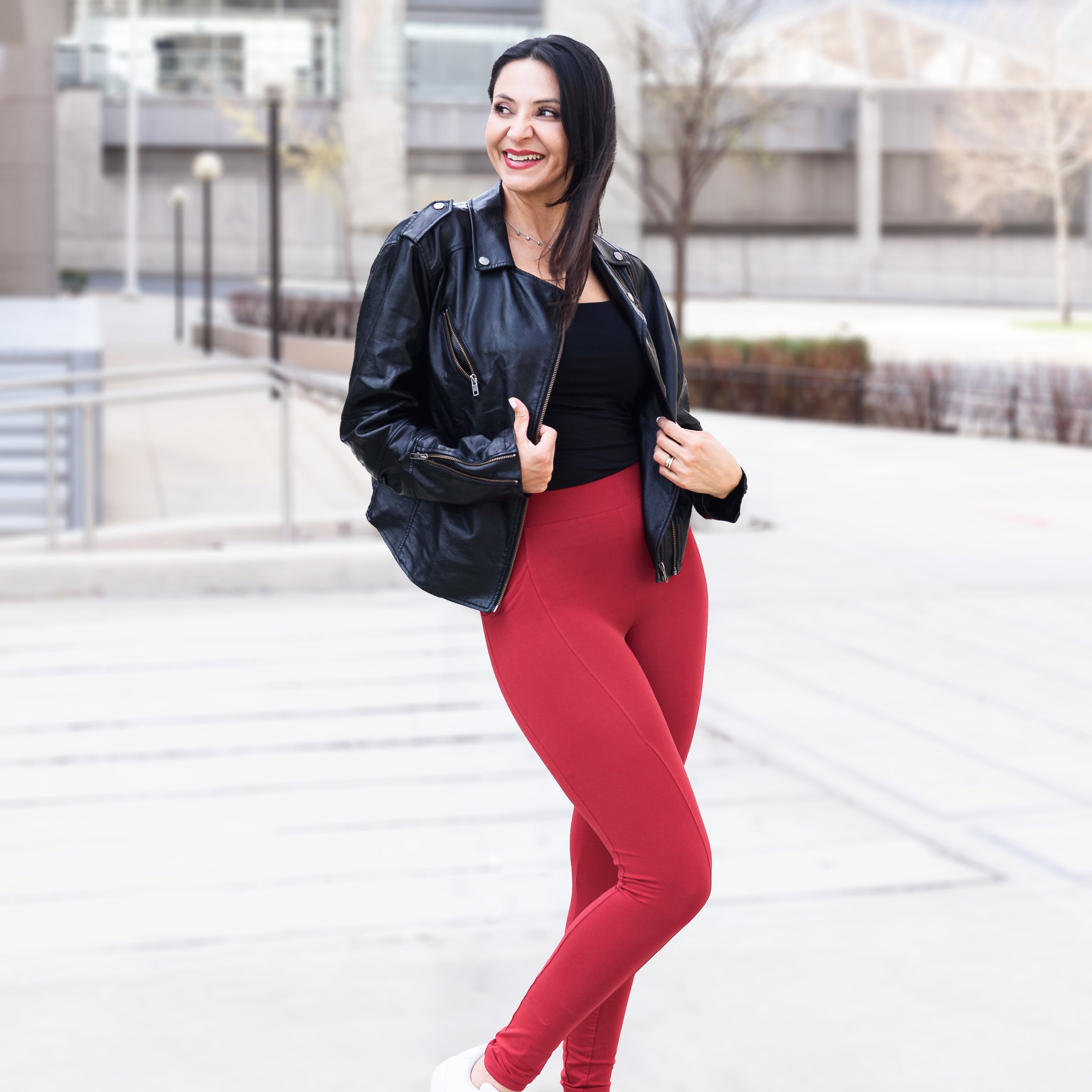 Lava Falls Red Adults Leggings with Pockets