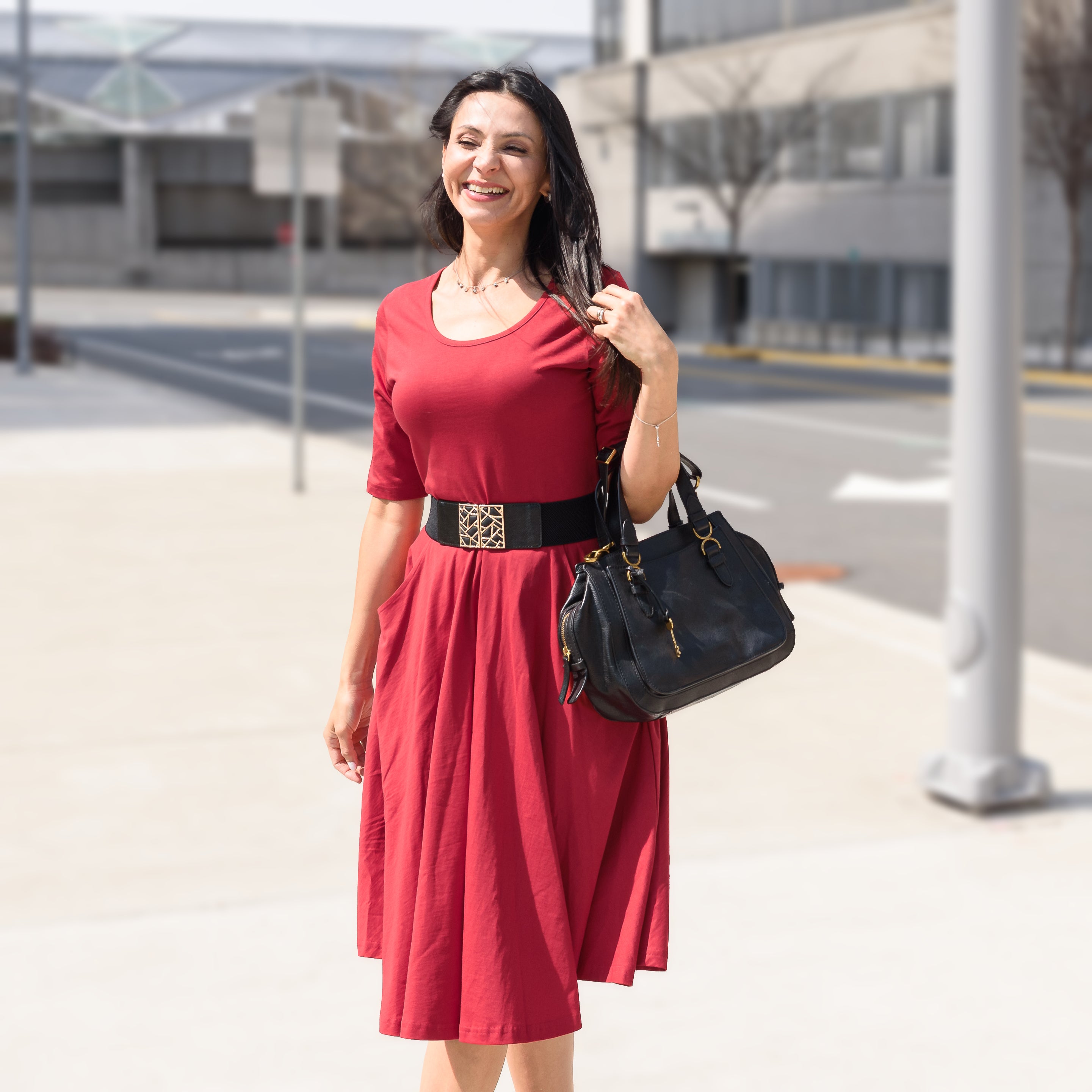 Lava Falls Red Twirl Dress with Pockets