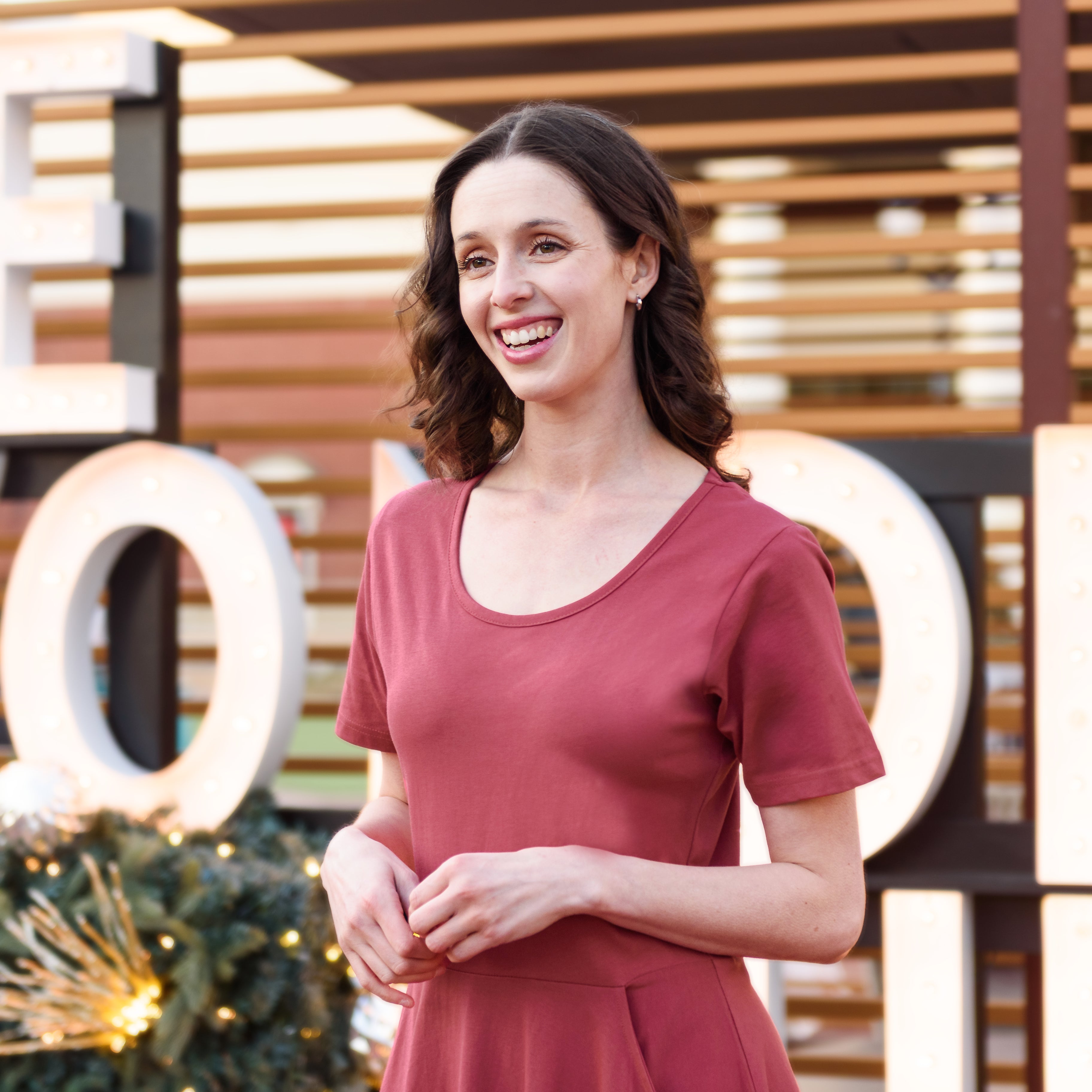 Light Maroon Twirl Dress