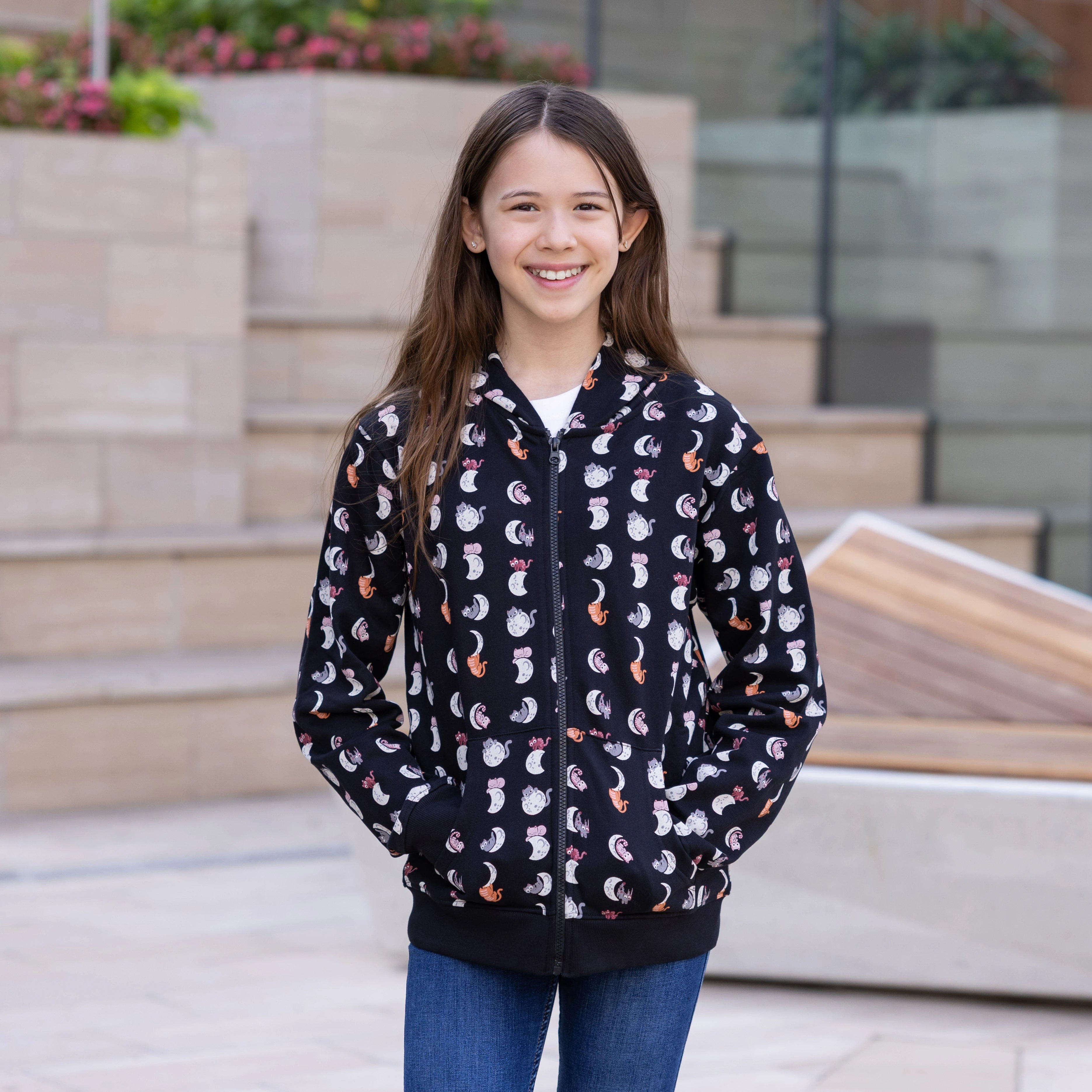 Lunar Kitty Glow-in-the-Dark Kids Hoodie