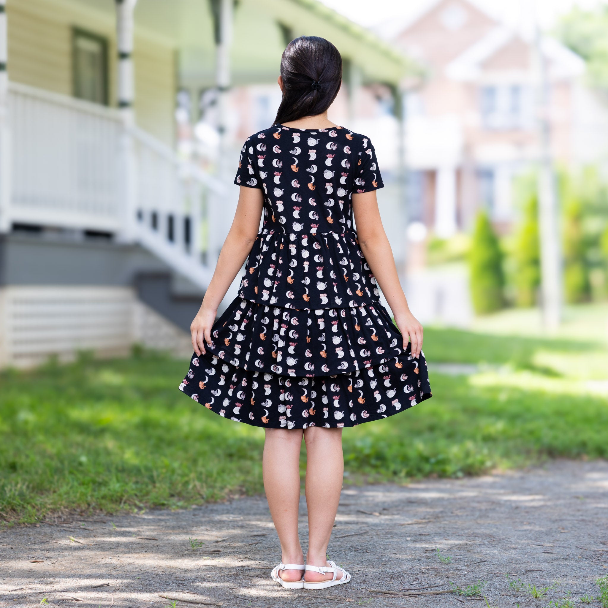 Lunar Kitty Layered Kids Dress