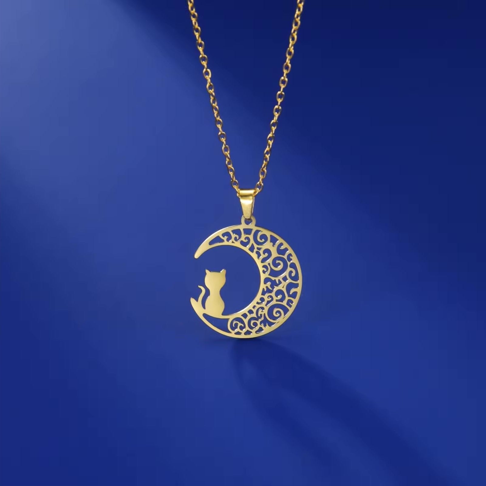 Lunar Kitty Stainless Steel Necklace