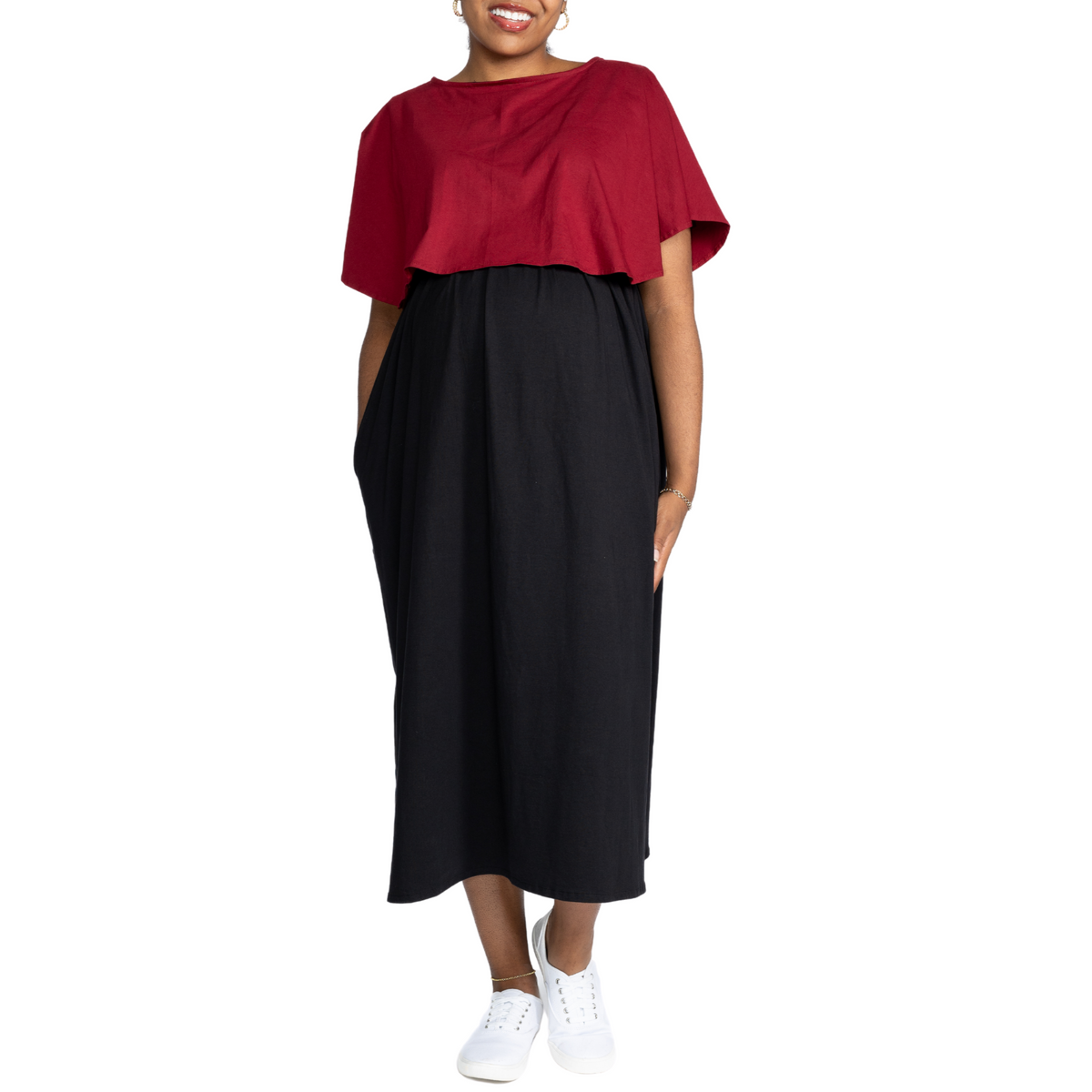 red and black maternity dress Lacy Maternity Dress (Red/Black) – DEMILAMARIE main image 0