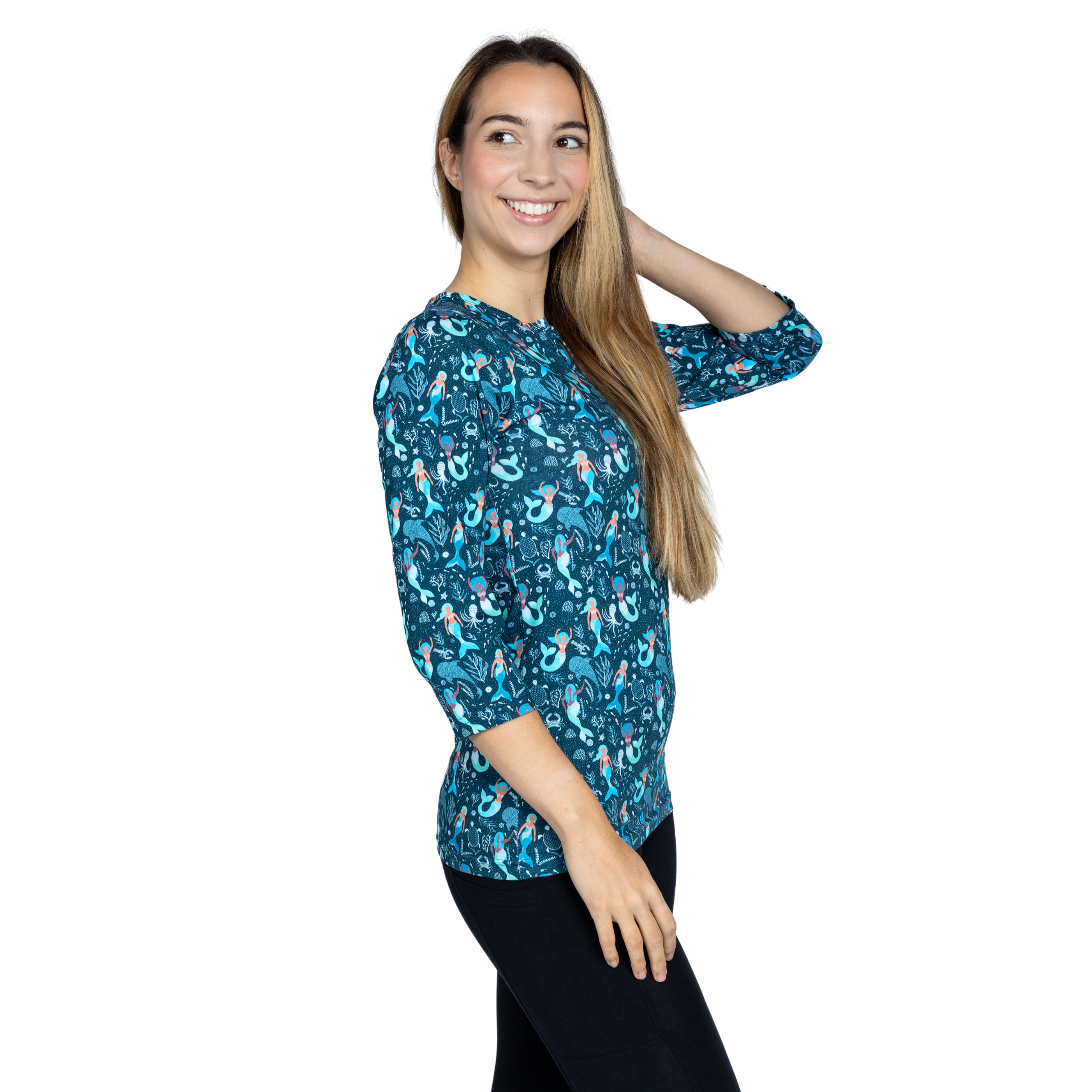 Mermaids Split Neck Tunic Top