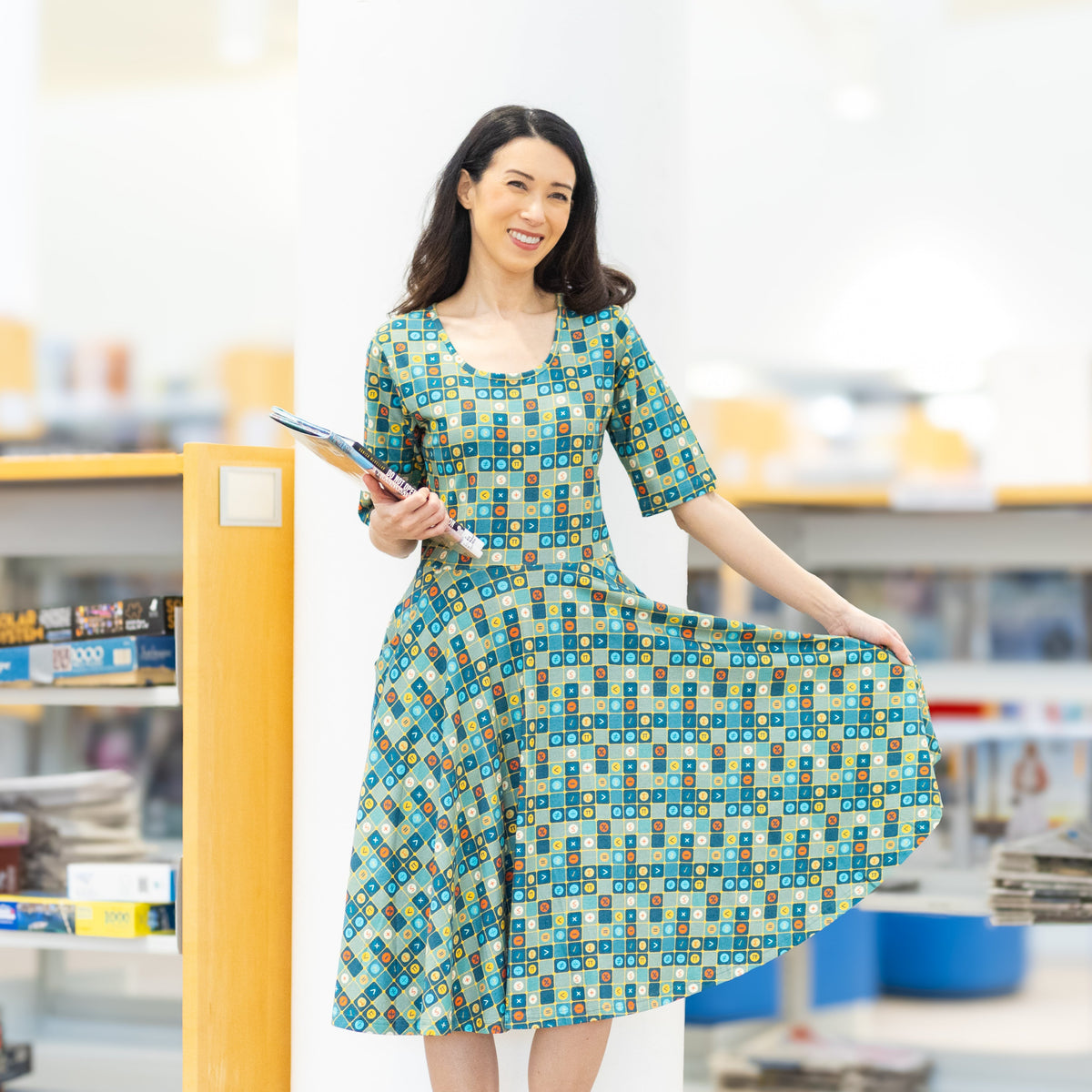 Mid-century Modern Math Twirl Dress Svaha USA Mid-century Modern Math Twirl Dress Svaha USA