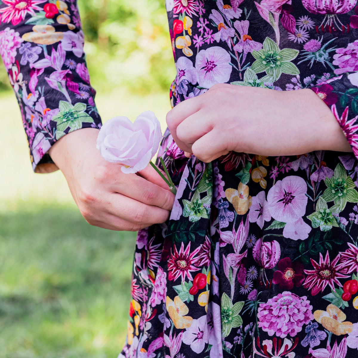 Midnight Meadows Midi Dress with Pockets