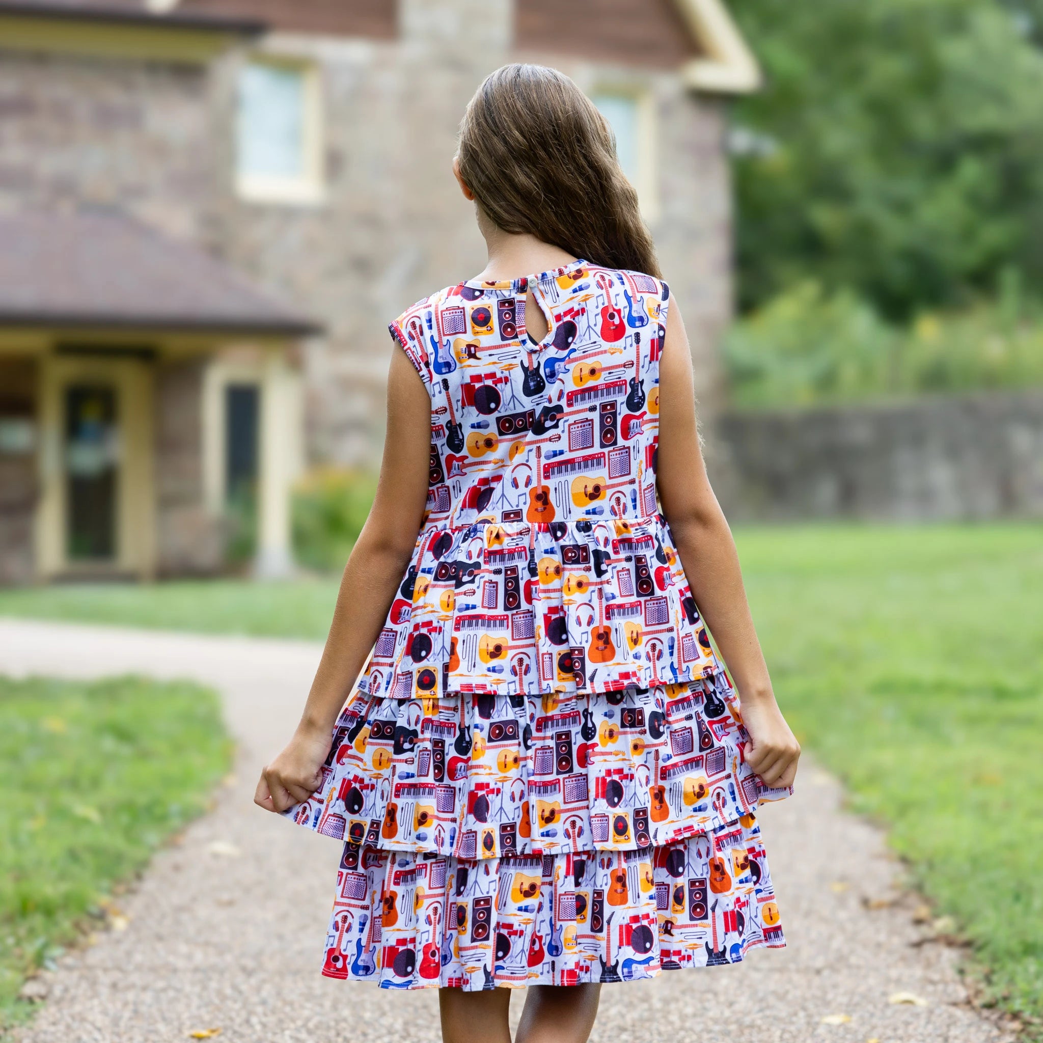 Musical Instruments Kids Layered Dress