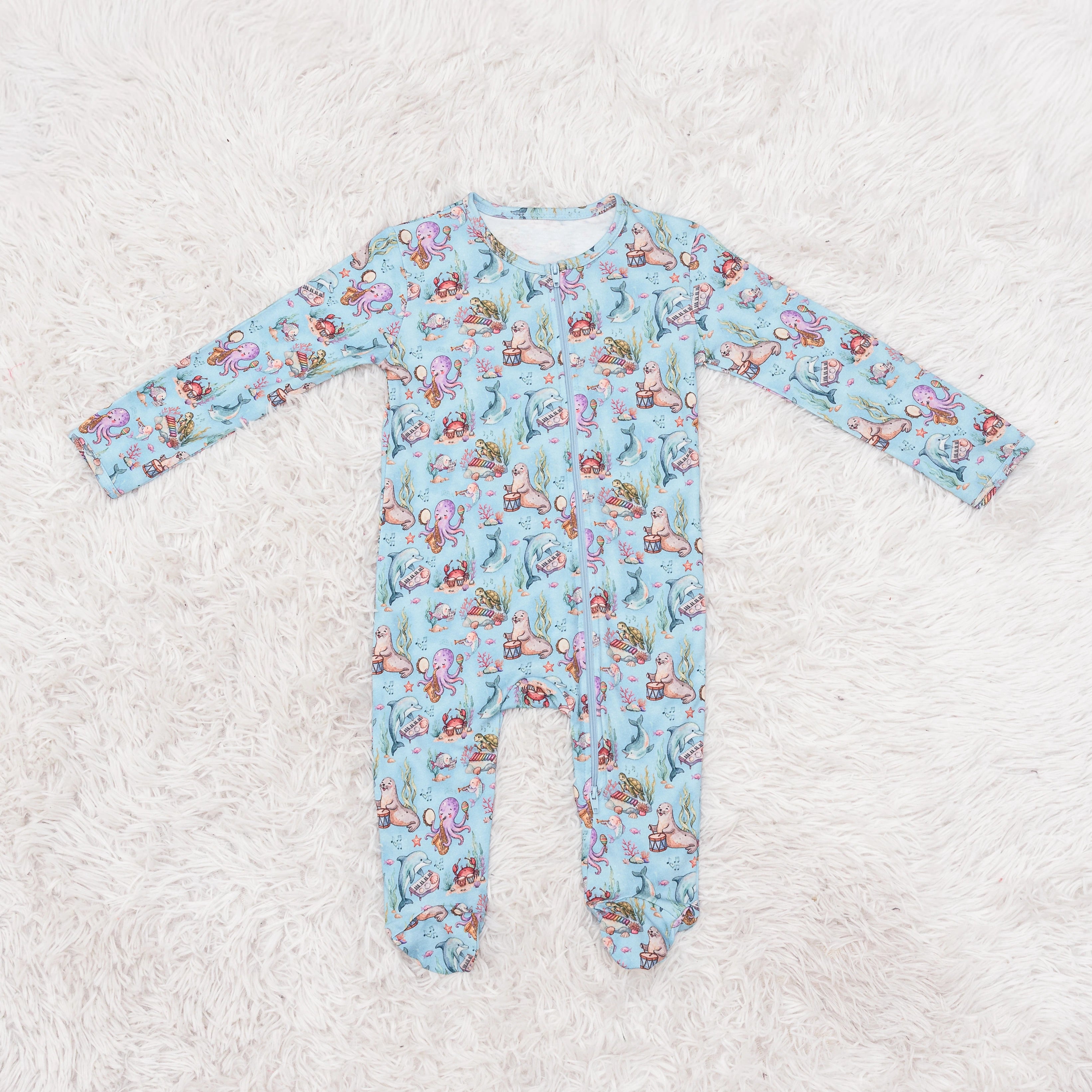 Musical Ocean Long Baby Bodysuit