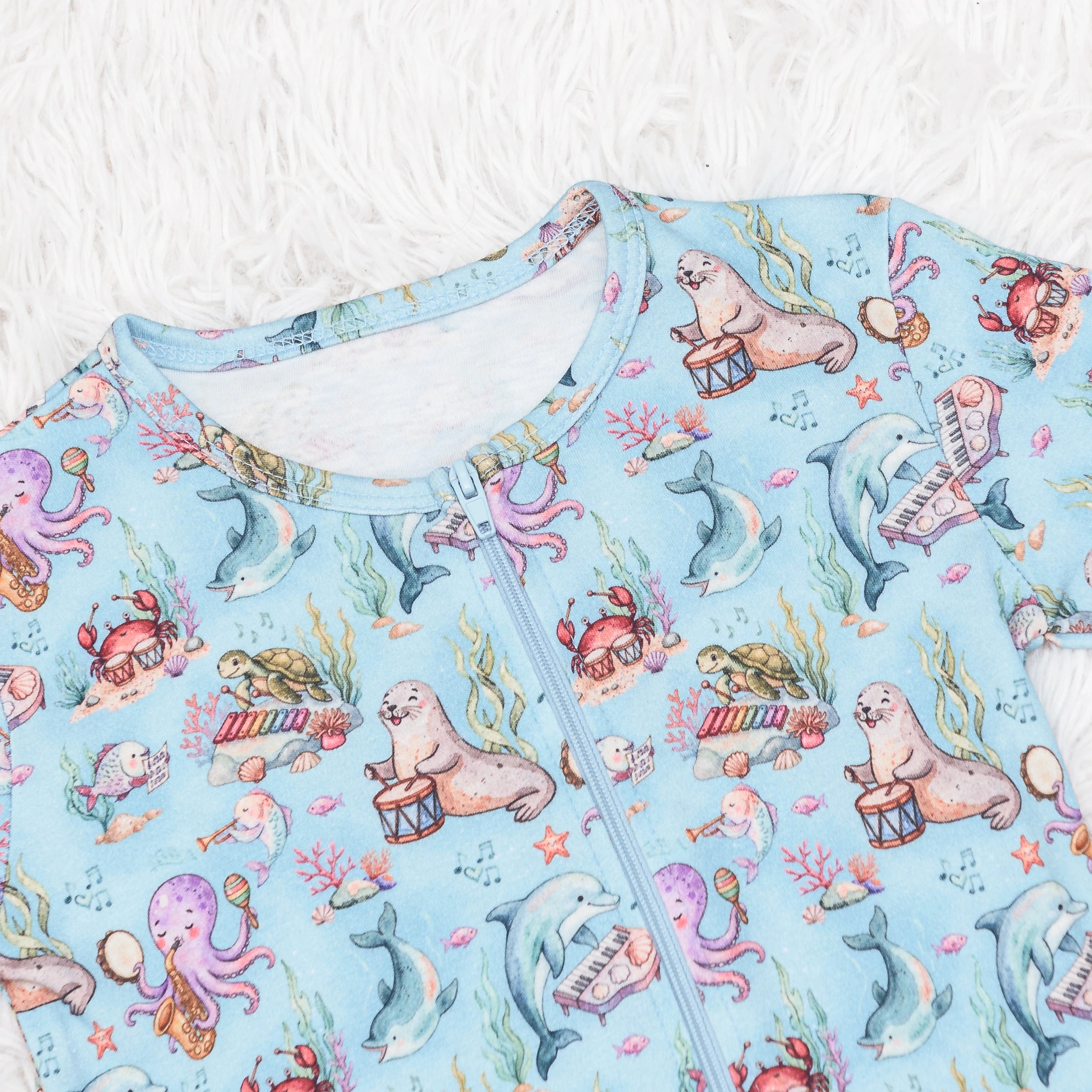 Musical Ocean Long Baby Bodysuit