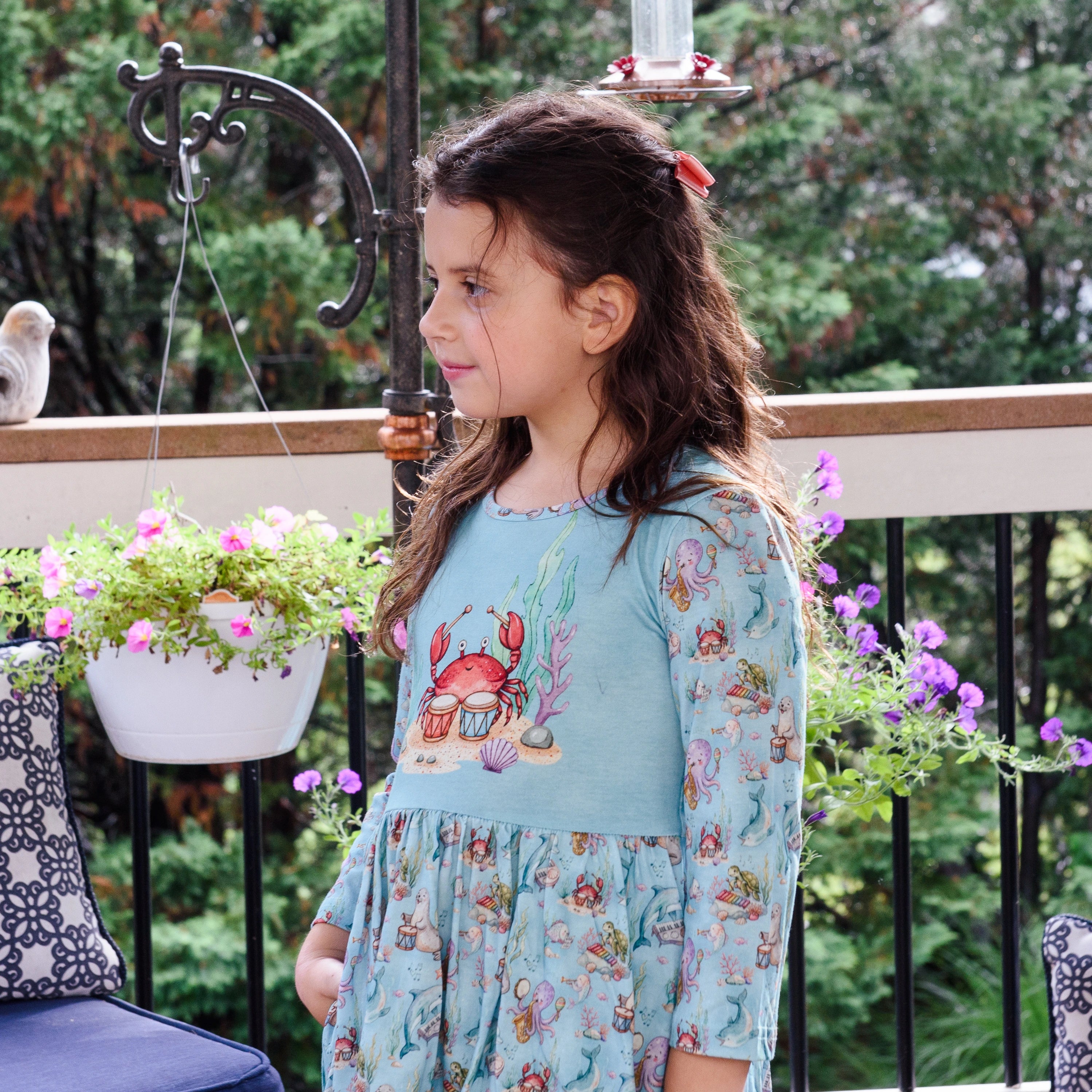 Musical Ocean Kids Dress with Pockets