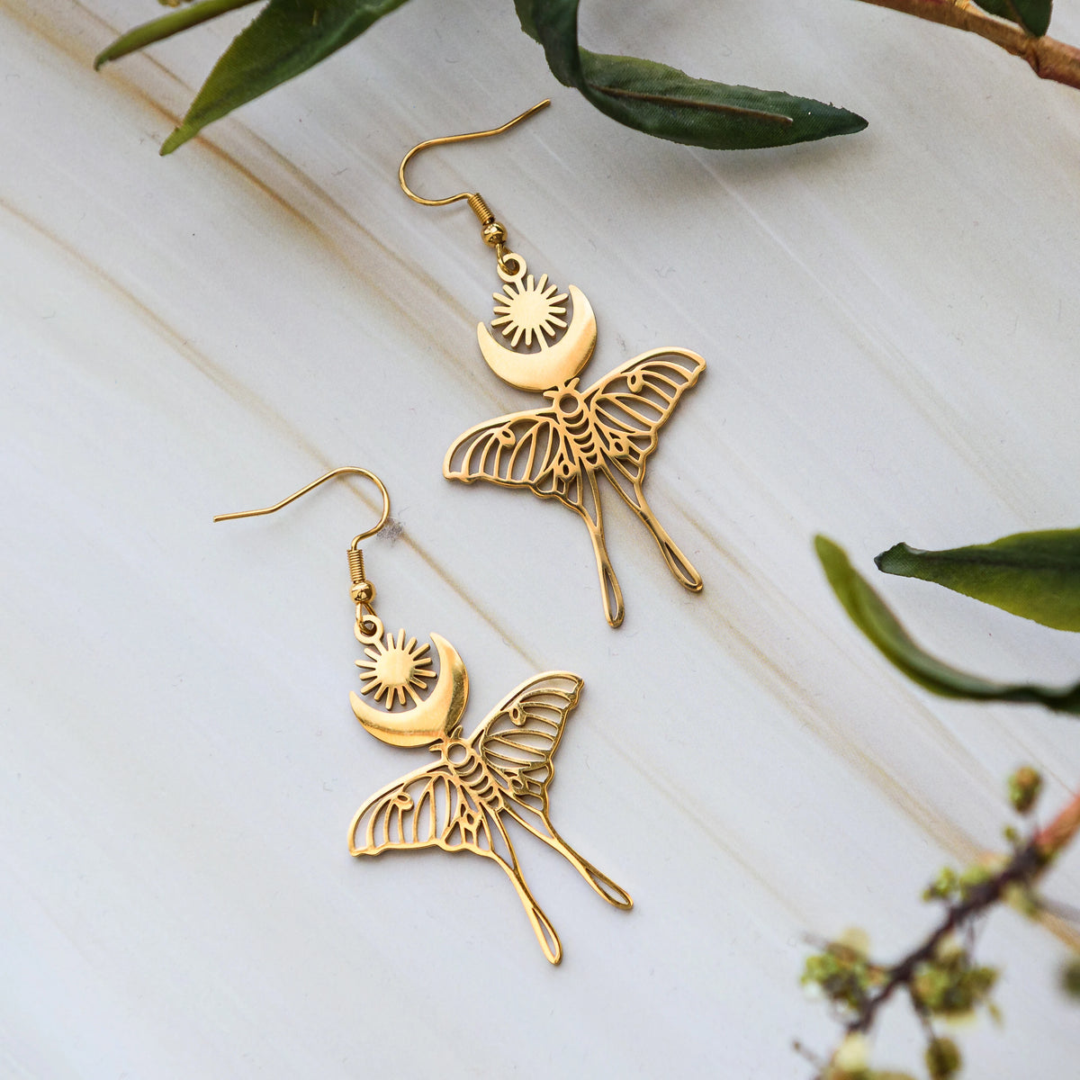 Mystical Moth Stainless Steel Earrings
