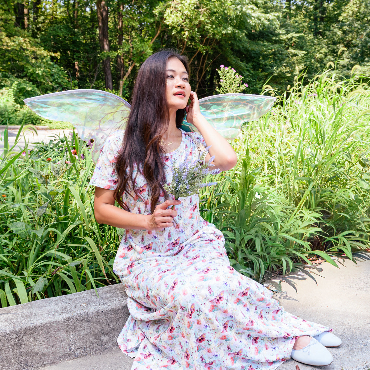 Mystical Moths Maxi Dress with Pockets