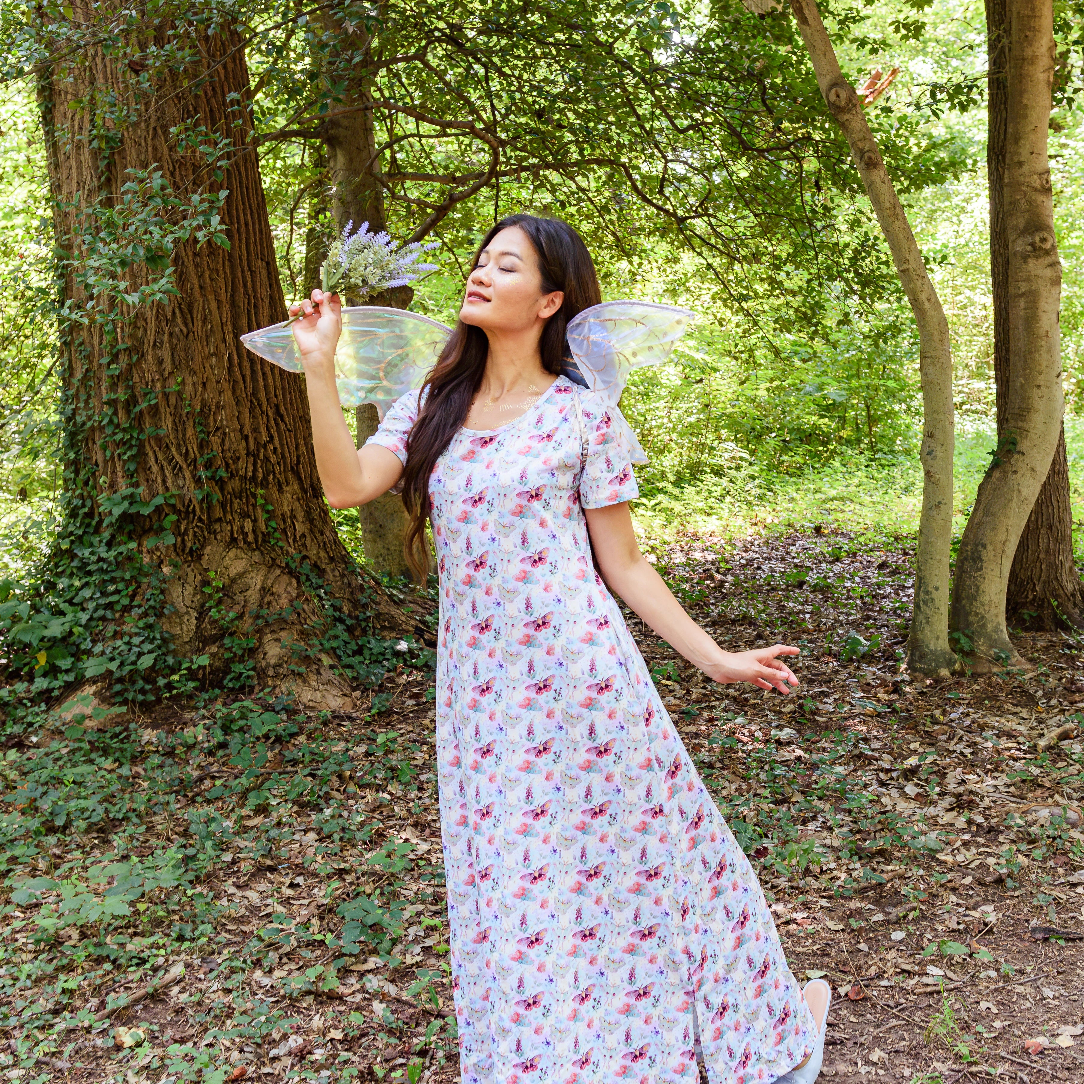 Mystical Moths Maxi Dress with Pockets