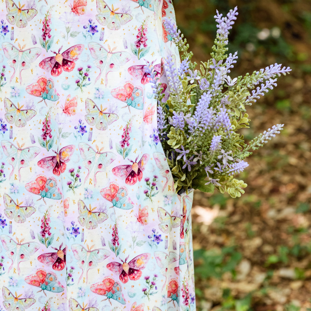 Mystical Moths Maxi Dress with Pockets