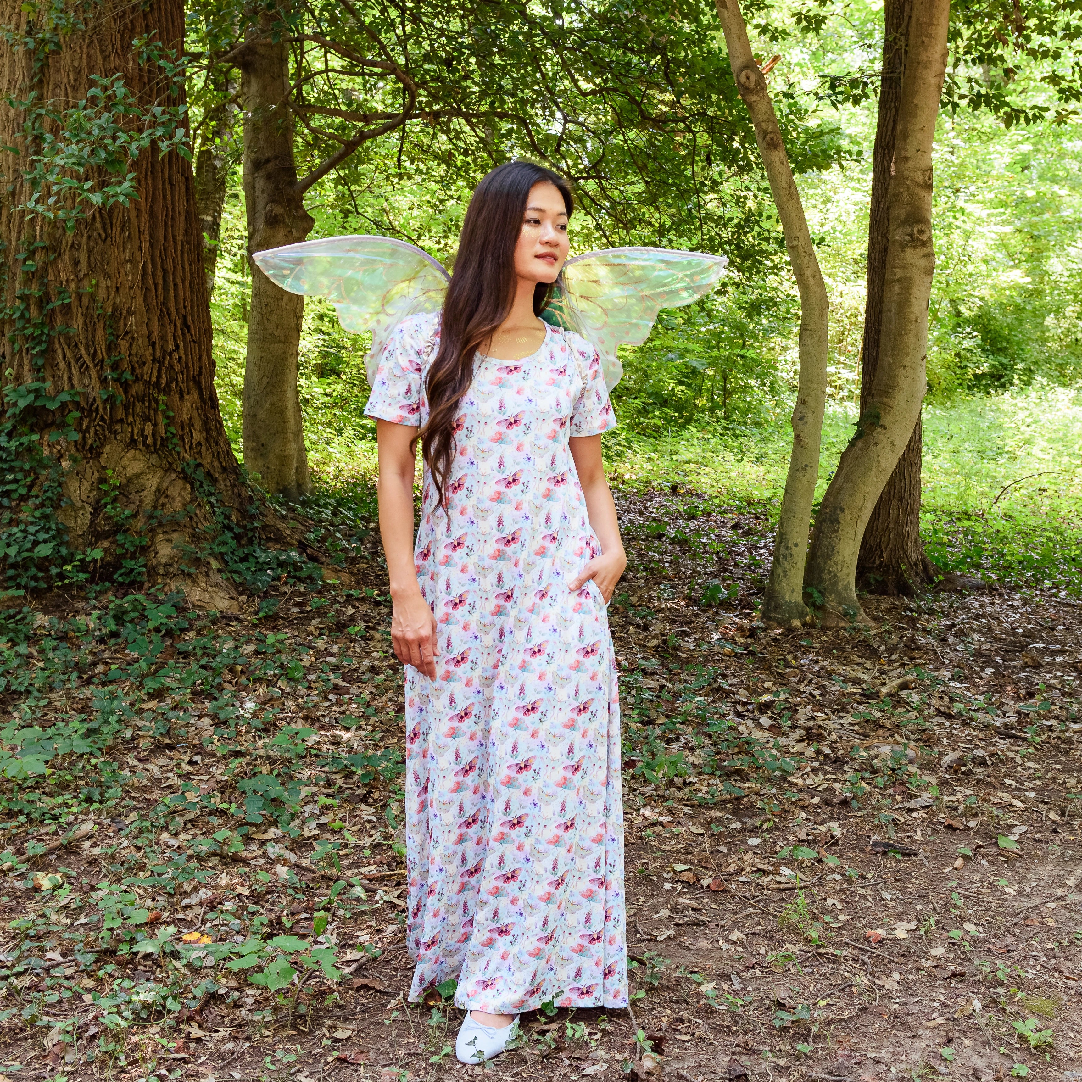 Mystical Moths Maxi Dress with Pockets
