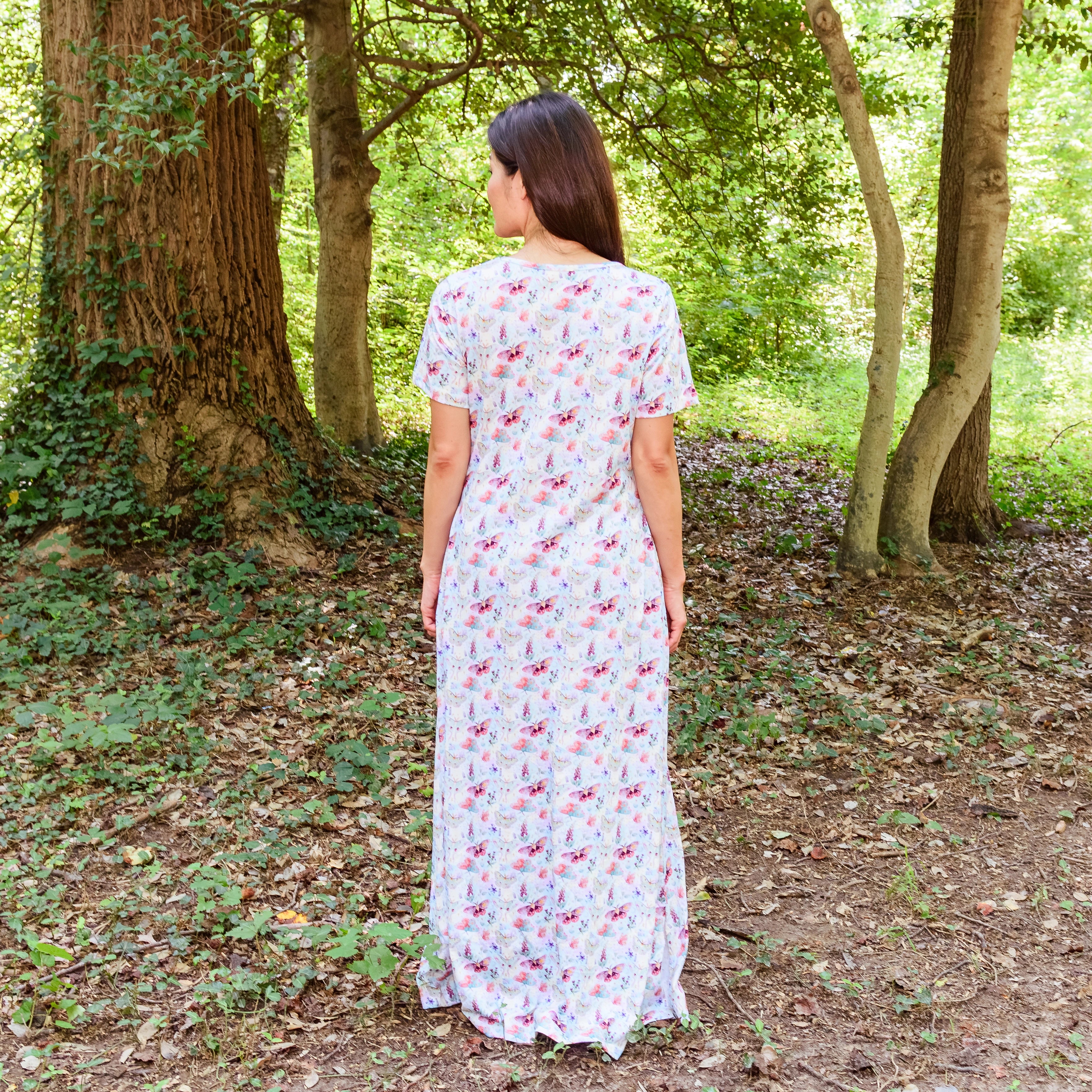 Mystical Moths Maxi Dress with Pockets