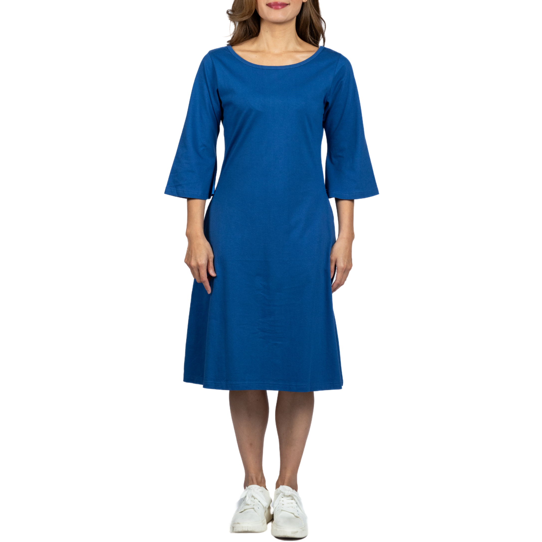 Navy a line dress with sleeves best sale