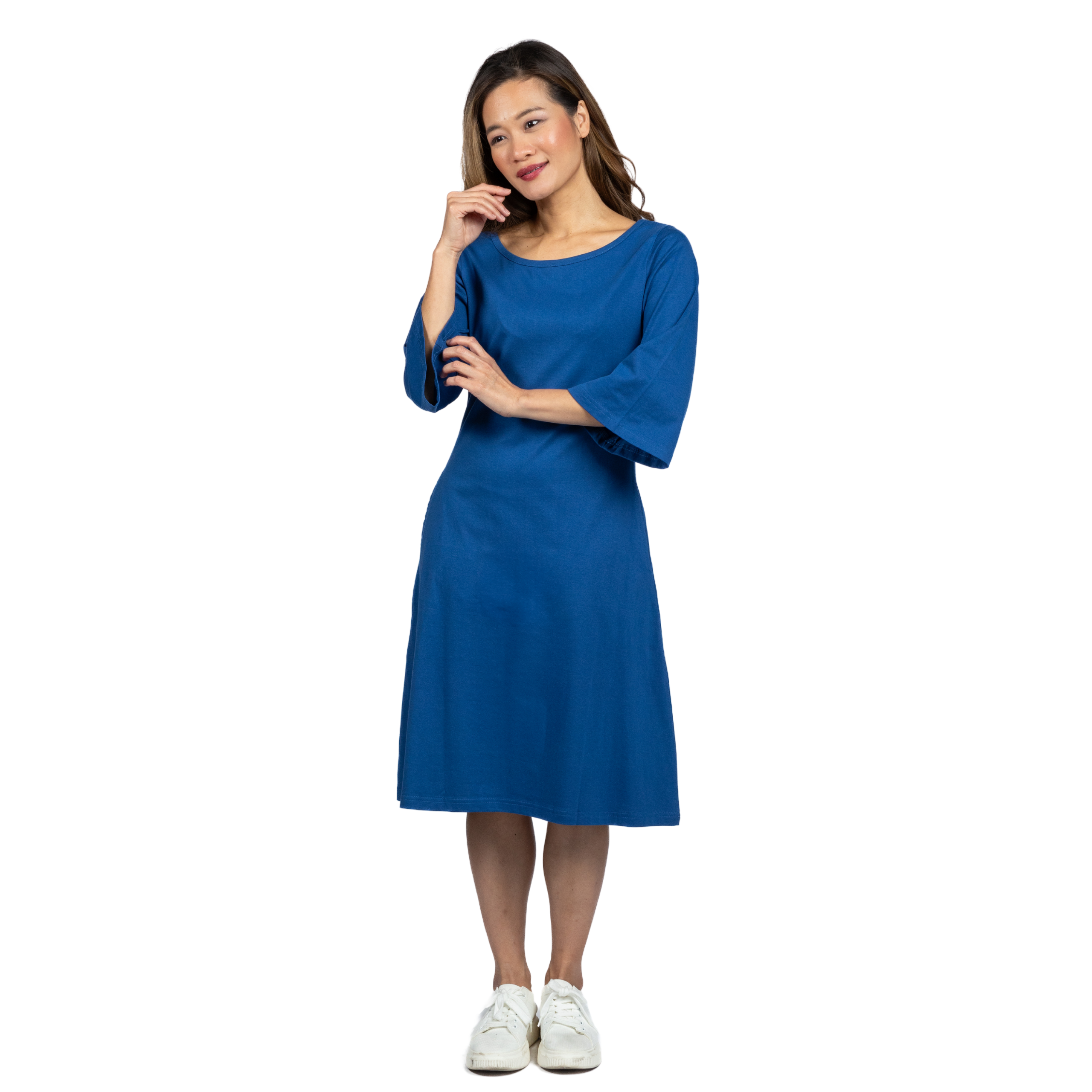 Blue Bell Sleeve A-Line Dress