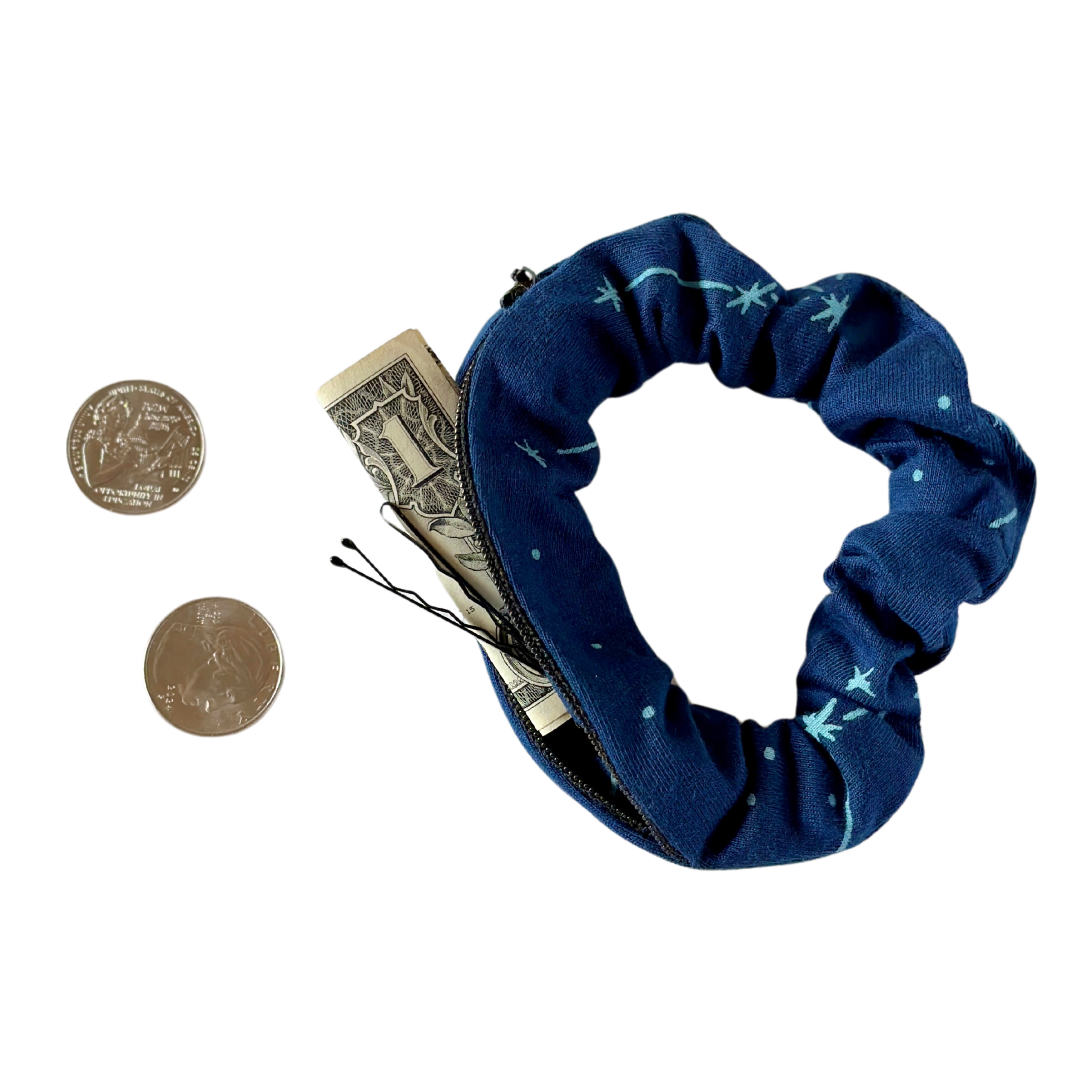 3-Pack Navy Constellations Scrunchies with Pocket