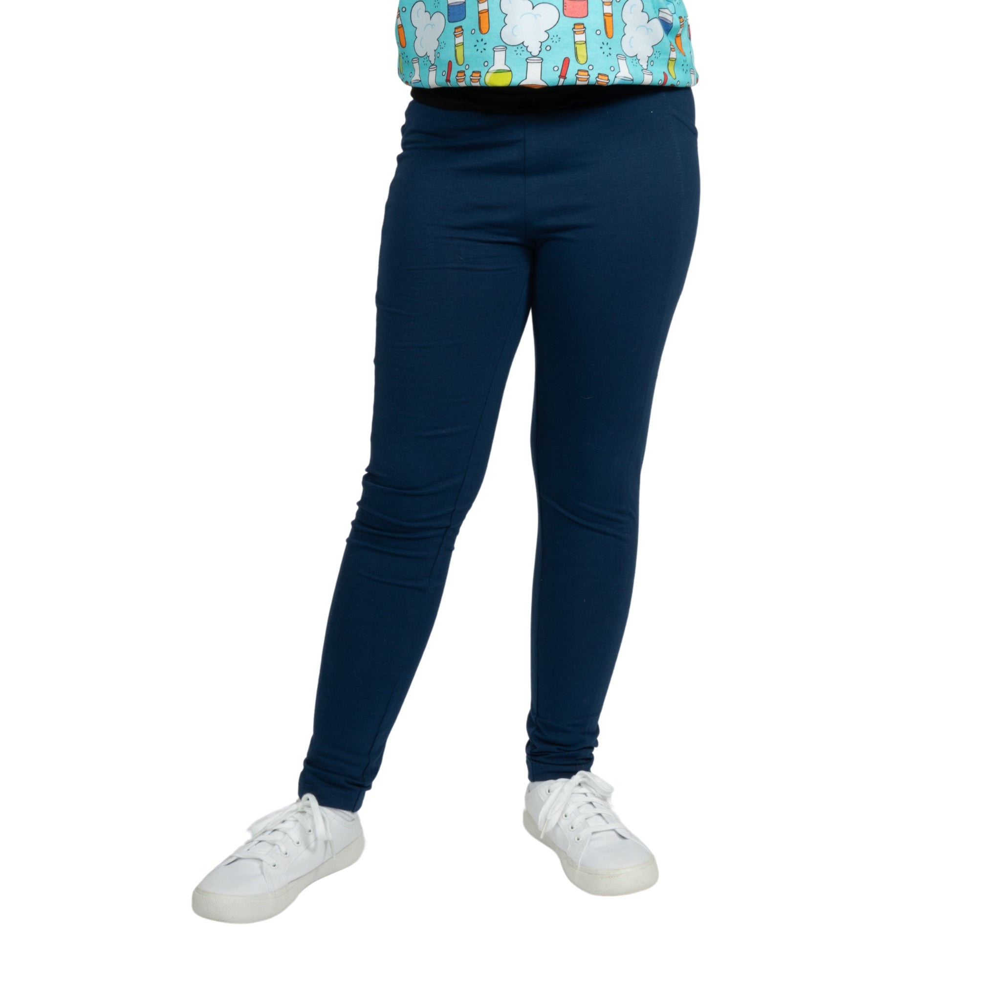 Navy Blue Kids Leggings with Pockets