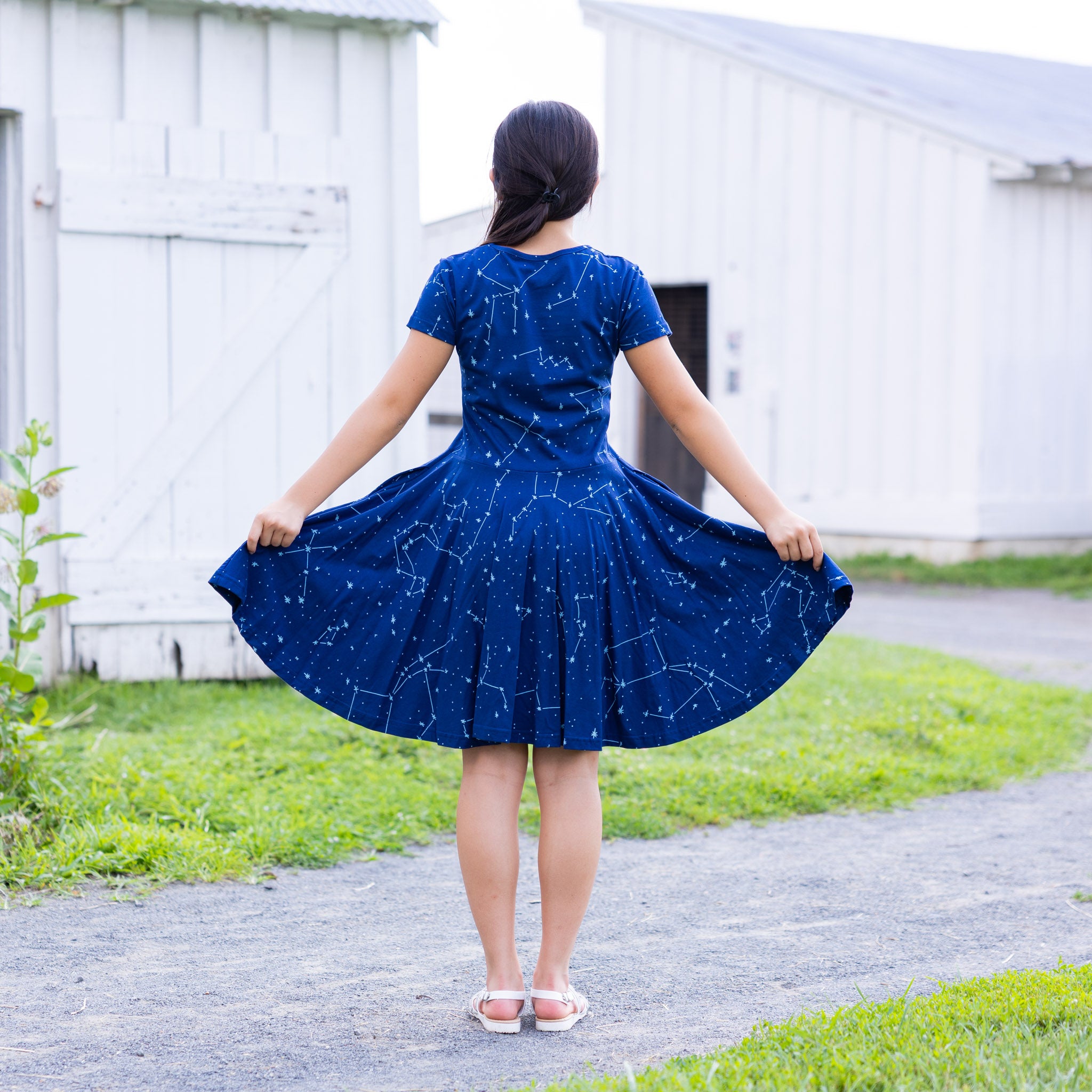 Constellations Glow-in-the-dark Navy Kids Dress