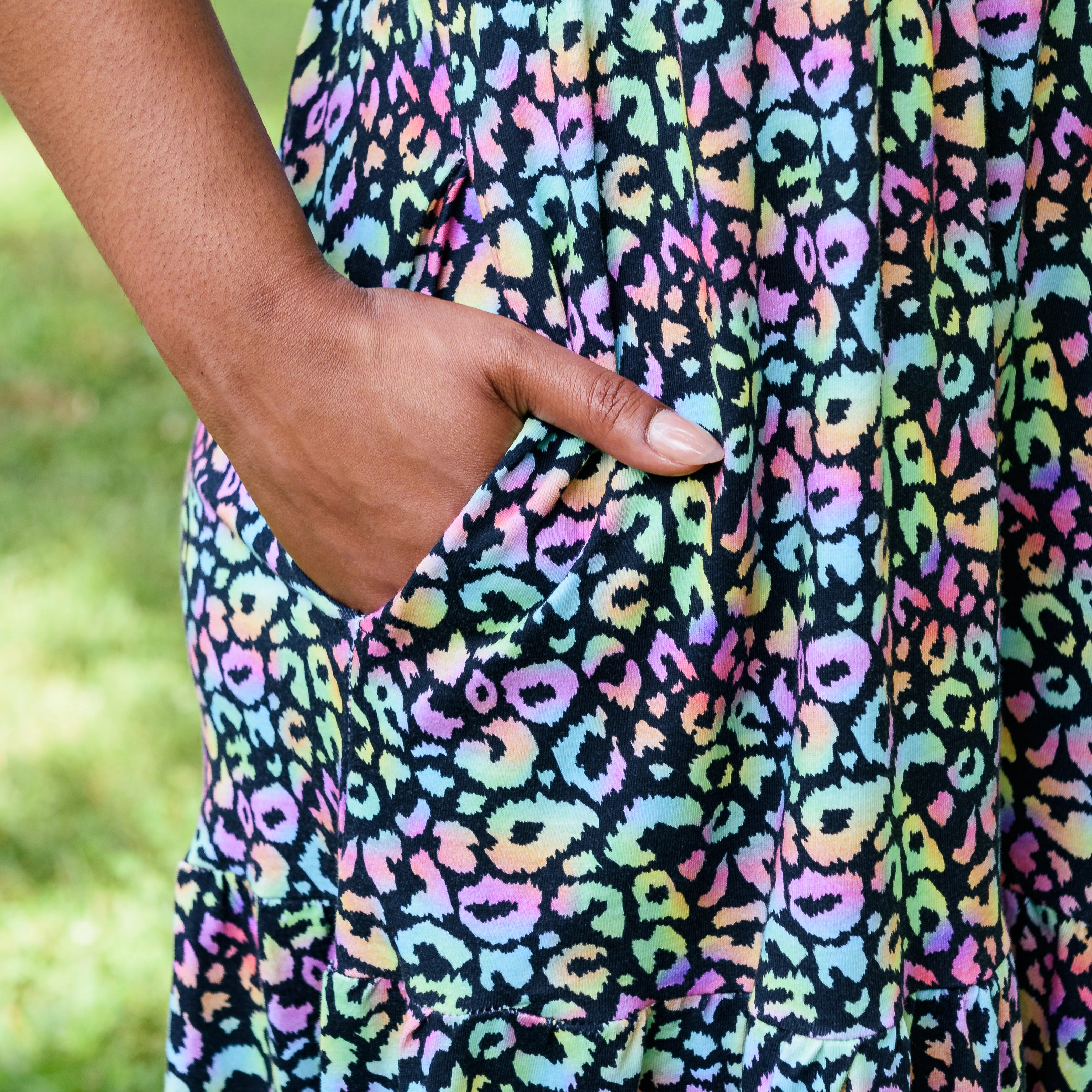 Neon Leopard Dress with Pockets