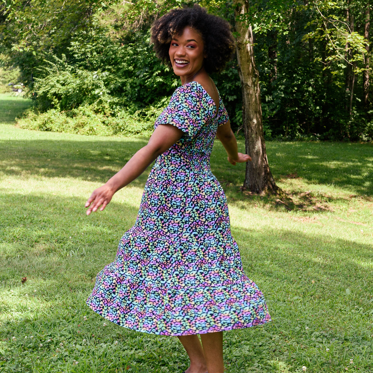 Neon Leopard Dress with Pockets