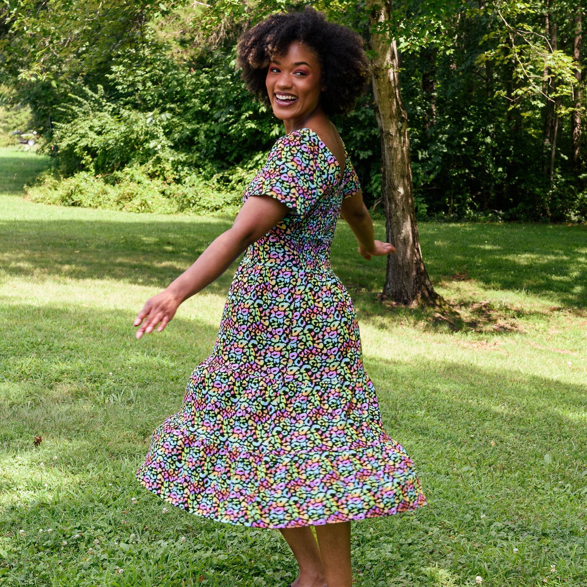 Neon Leopard Dress with Pockets