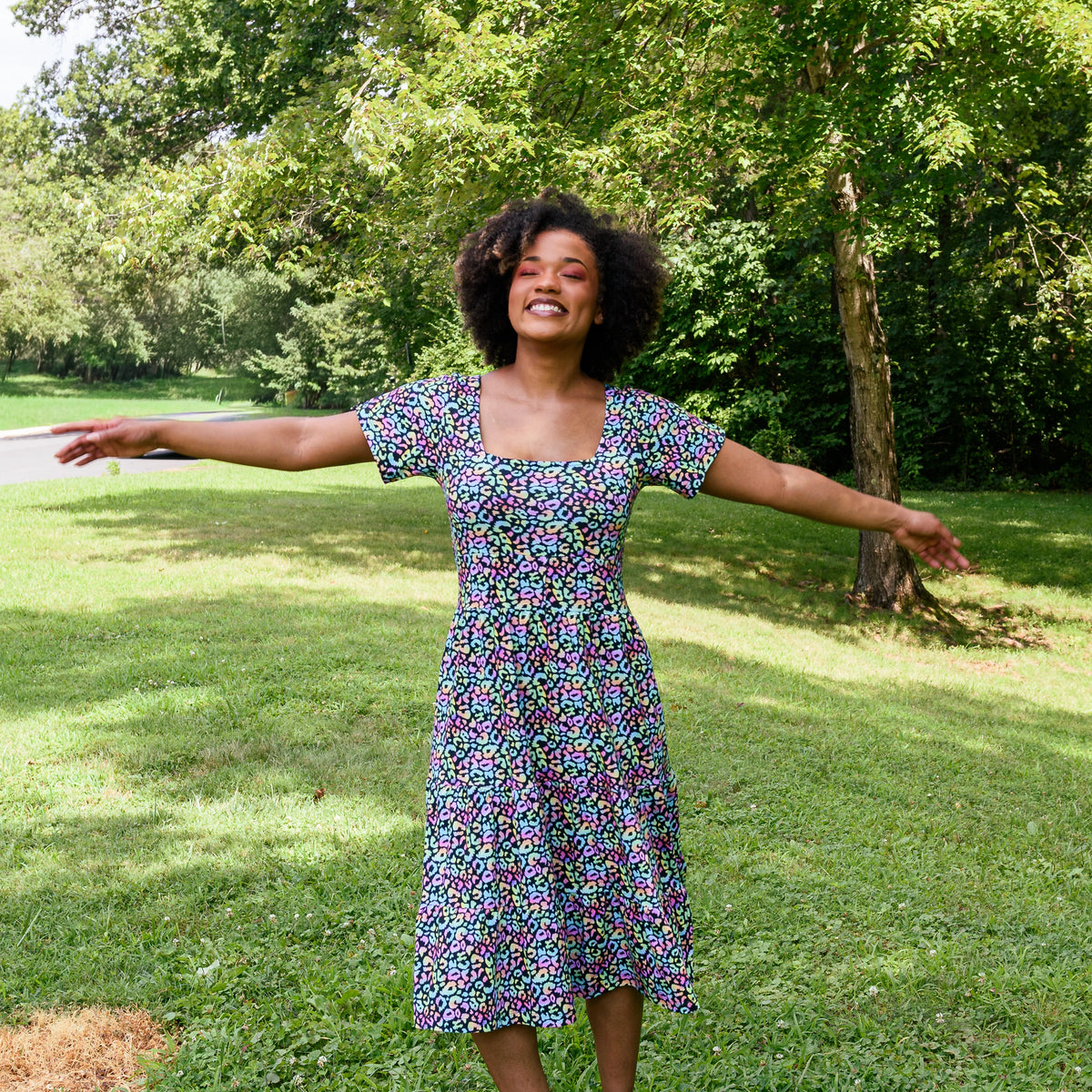 Neon Leopard Dress with Pockets