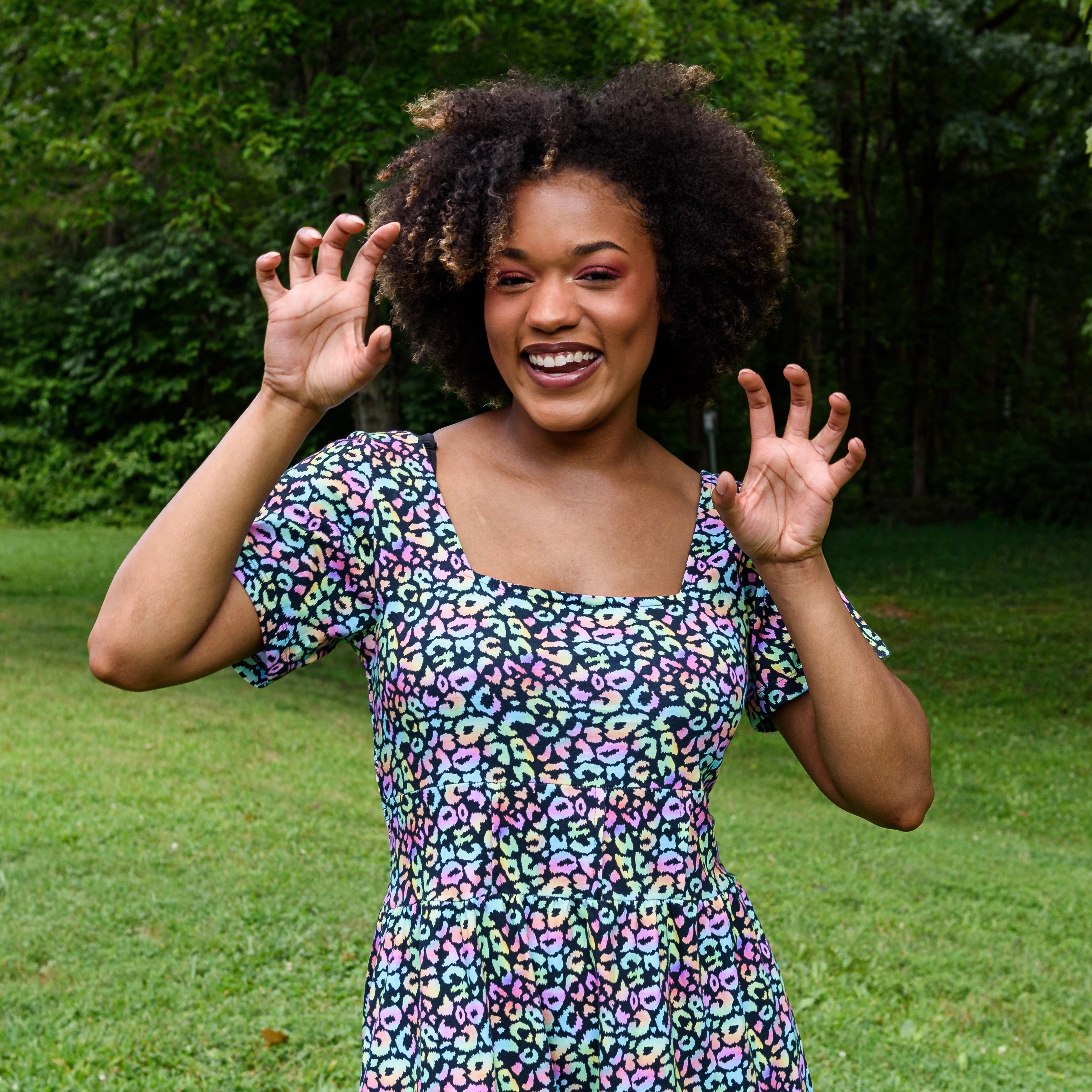 Neon Leopard Dress with Pockets