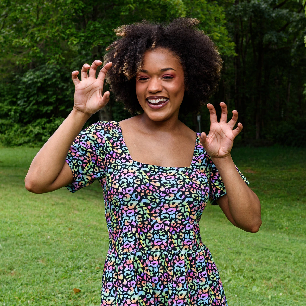 Neon Leopard Dress with Pockets