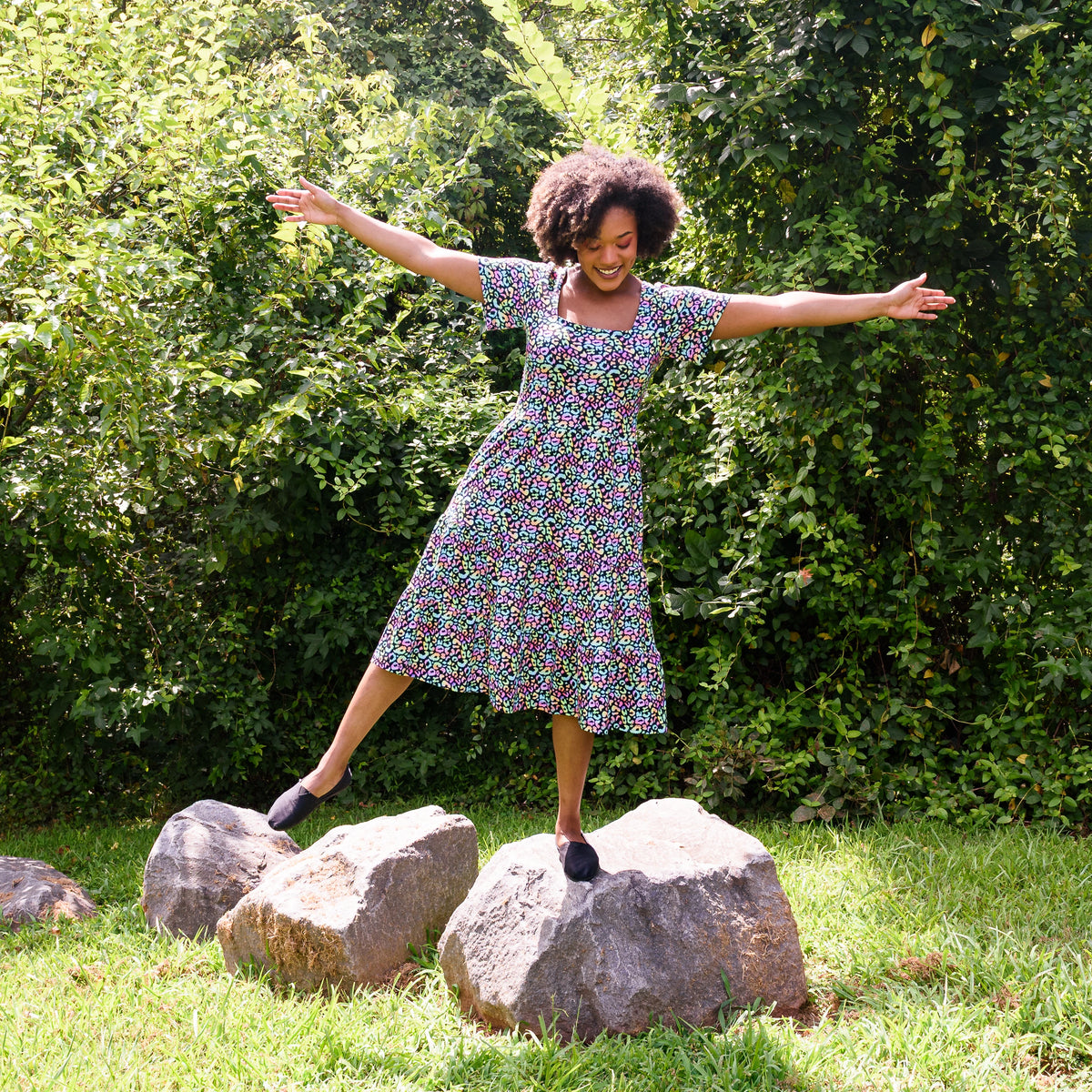 Neon Leopard Dress with Pockets
