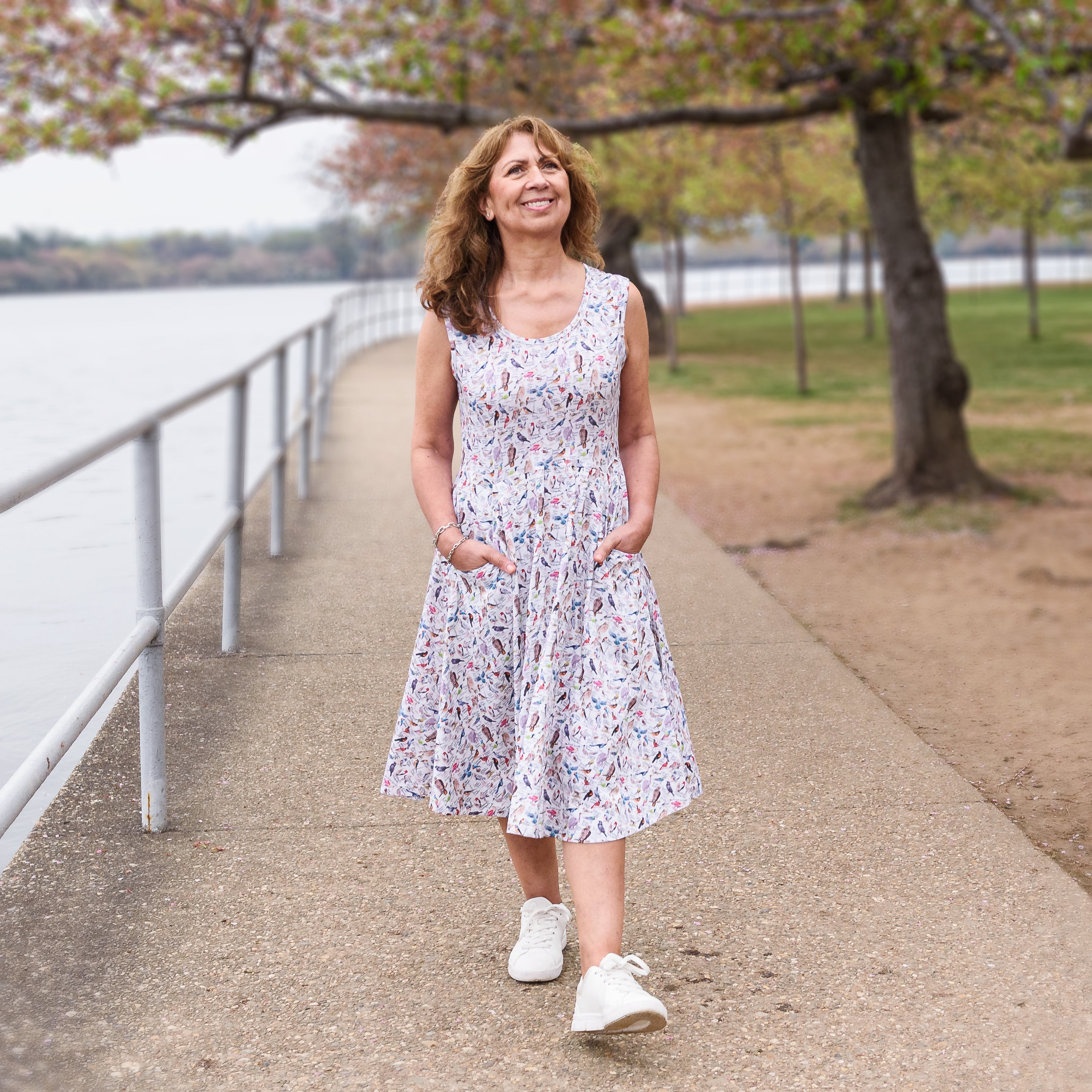 North American Birds Twirl Dress with Pockets