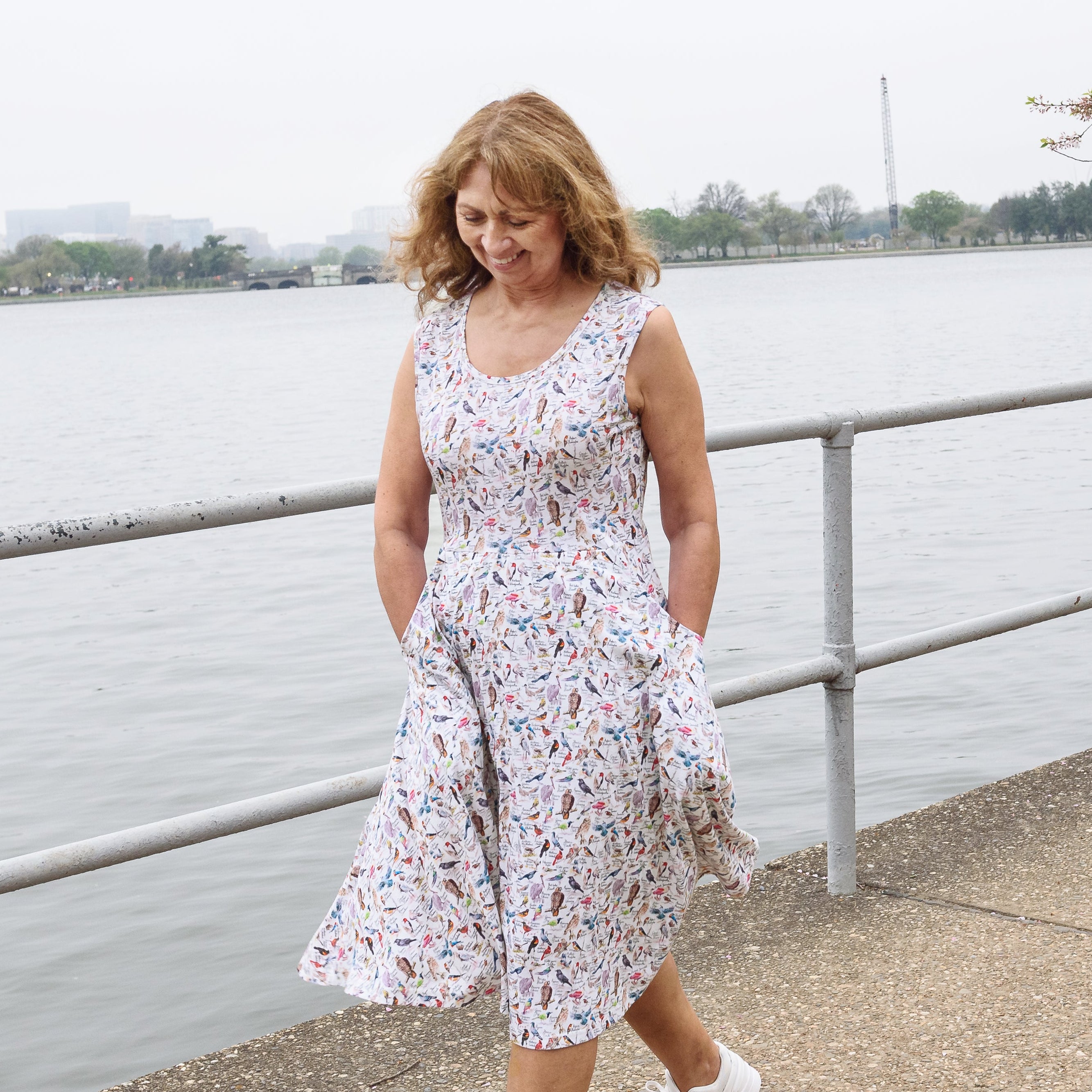 North American Birds Twirl Dress with Pockets