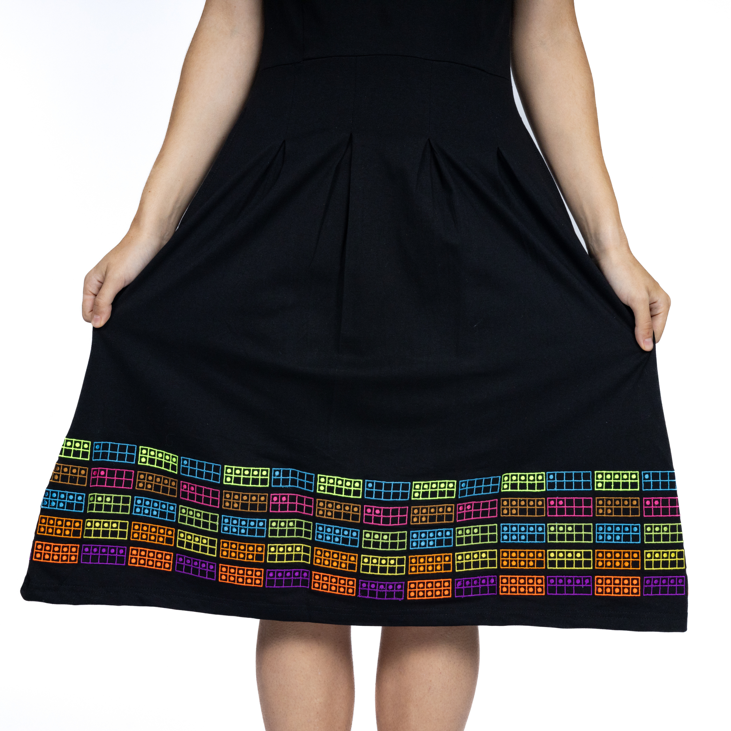 Number Dots Blocks Embroidery Dress