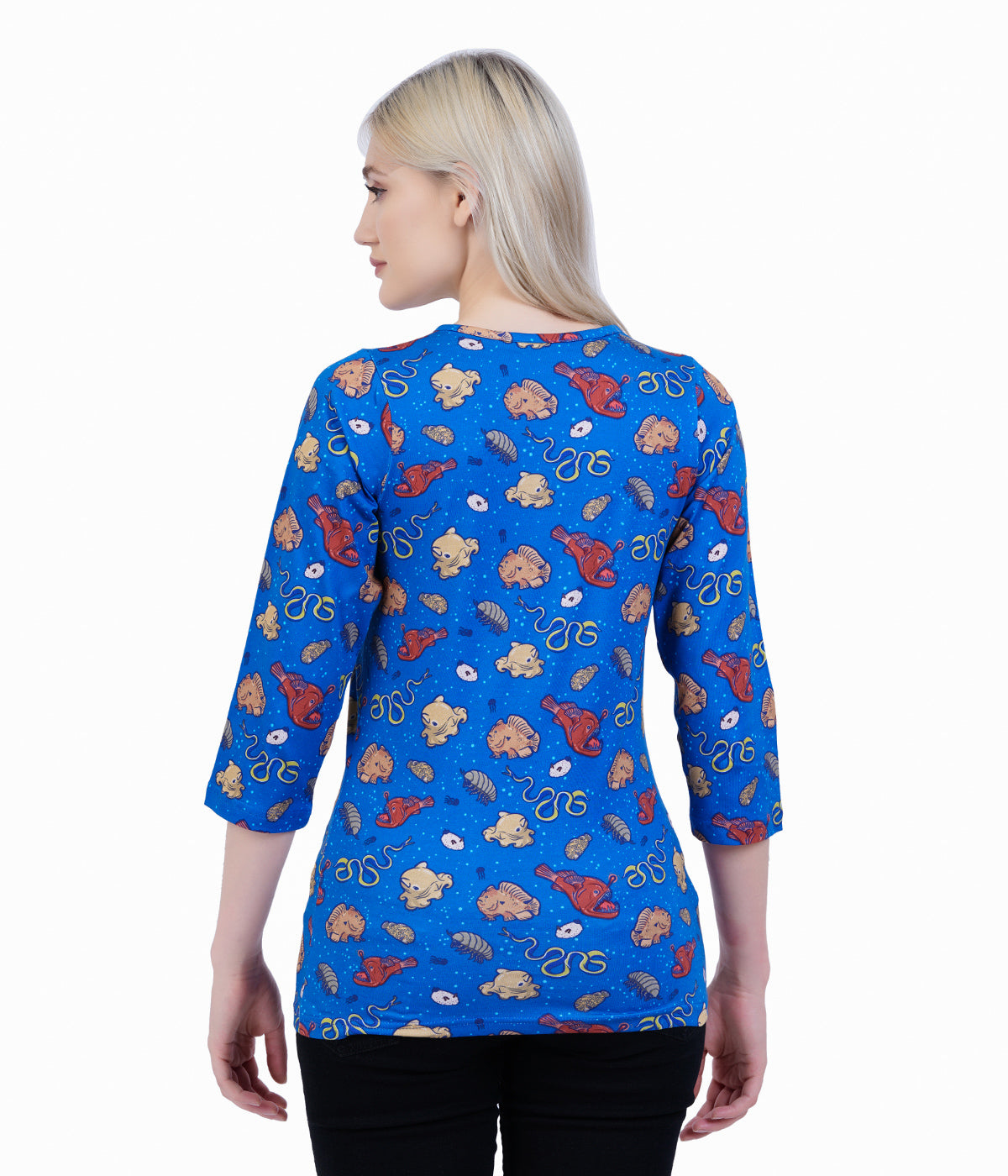 Ocean Creatures Split Neck Tunic Top