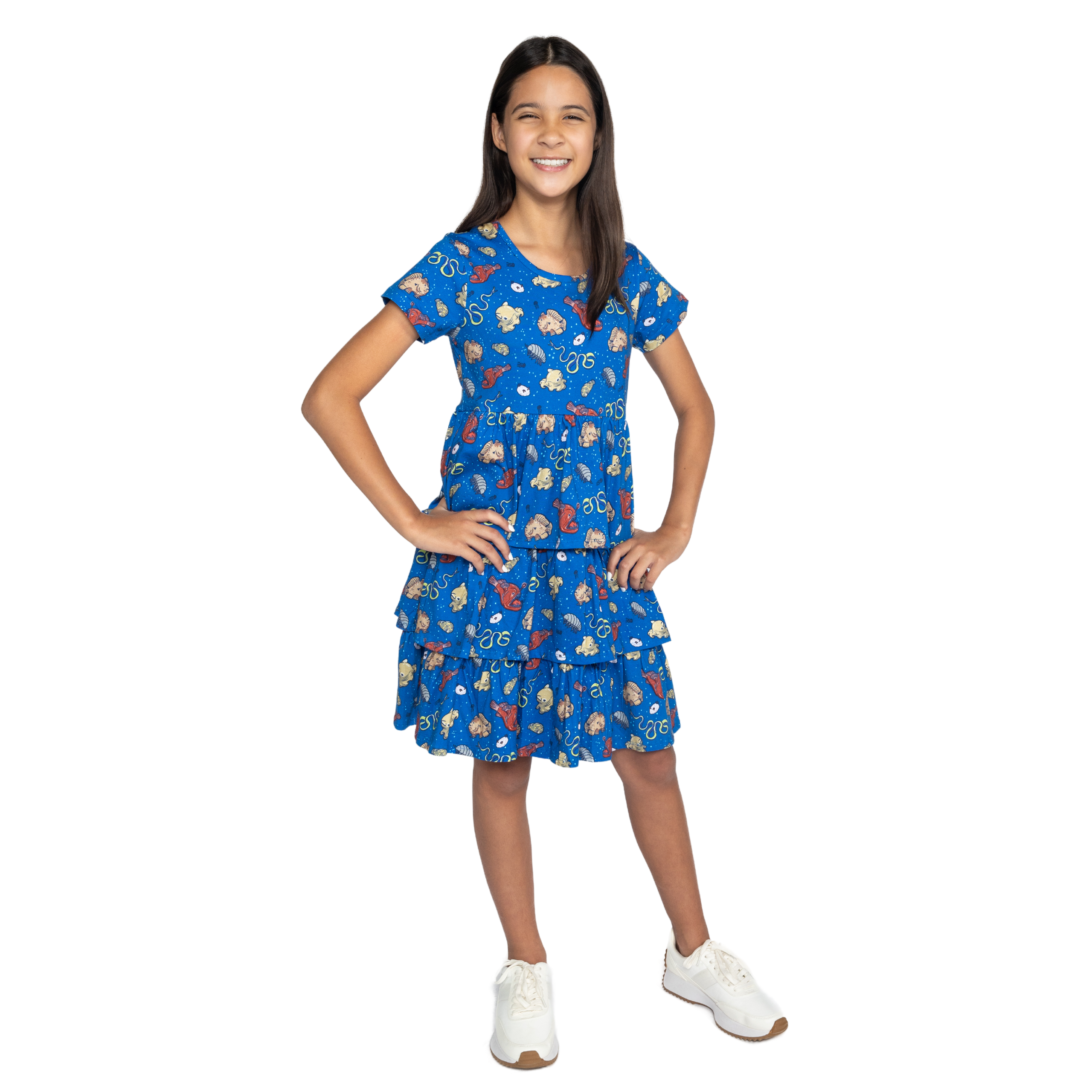 Ocean Creatures Kids Layered Dress