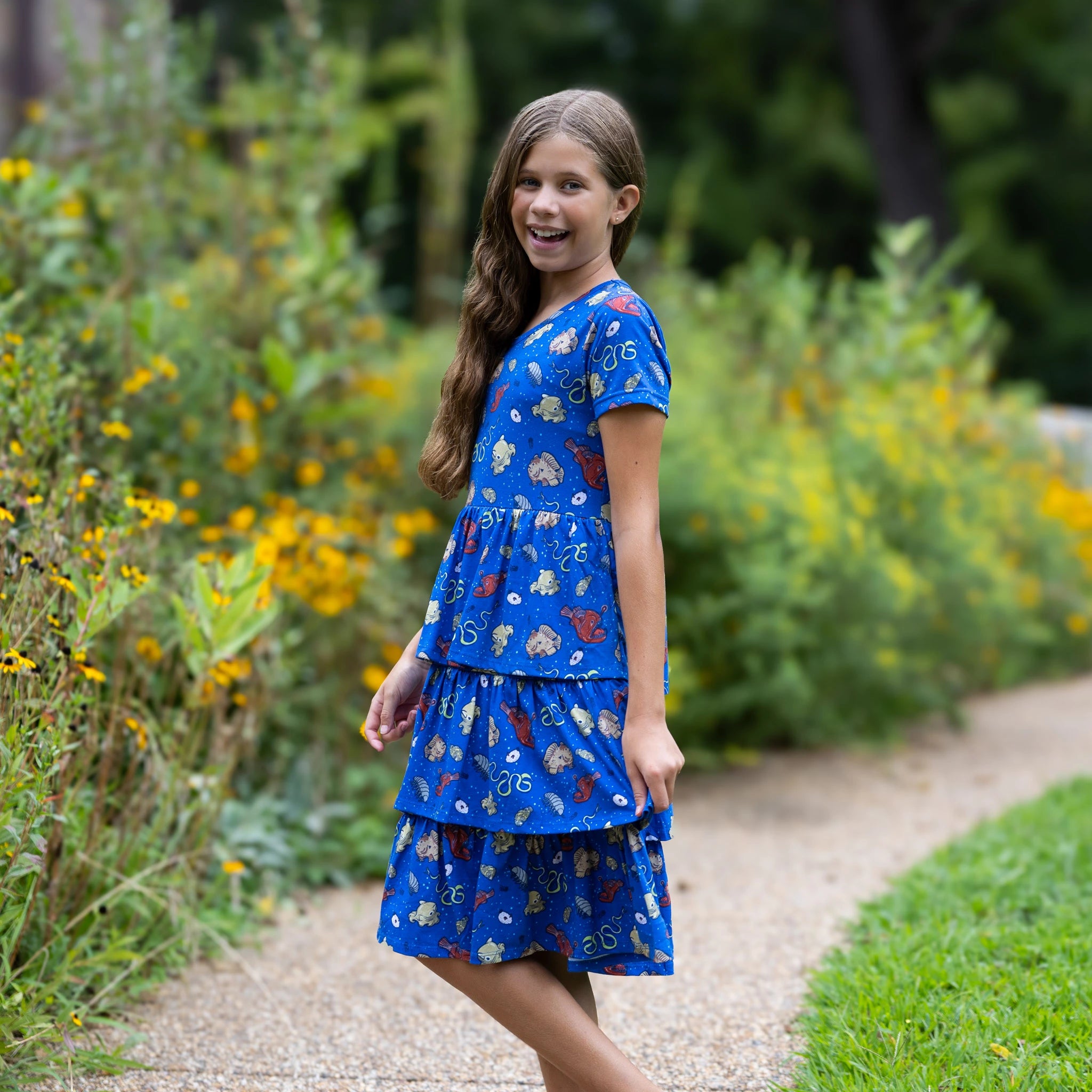 Ocean Creatures Kids Layered Dress