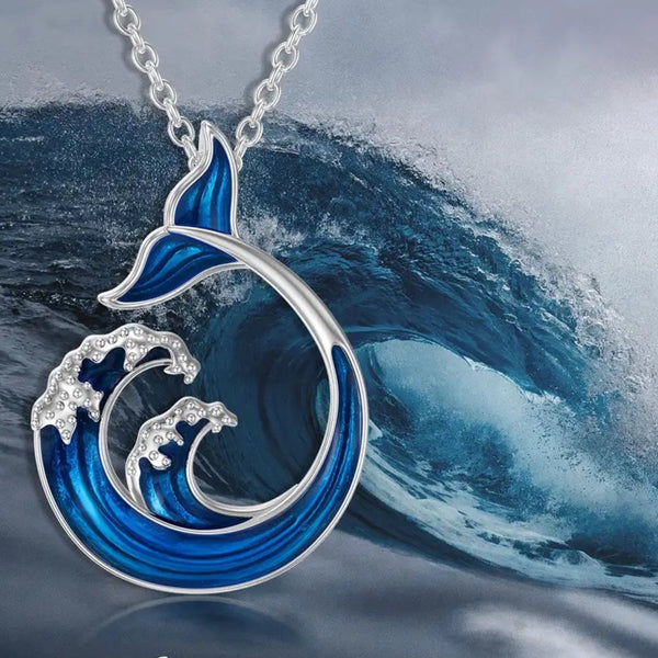 Ocean Wave Tail Sterling Silver Necklace
