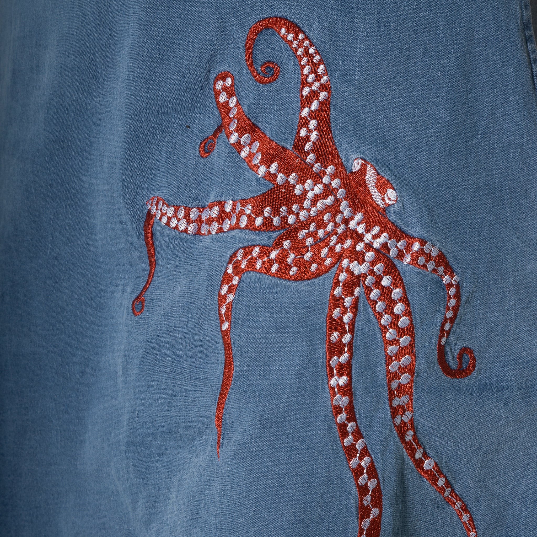 Octopus Embroidery Denim Dress