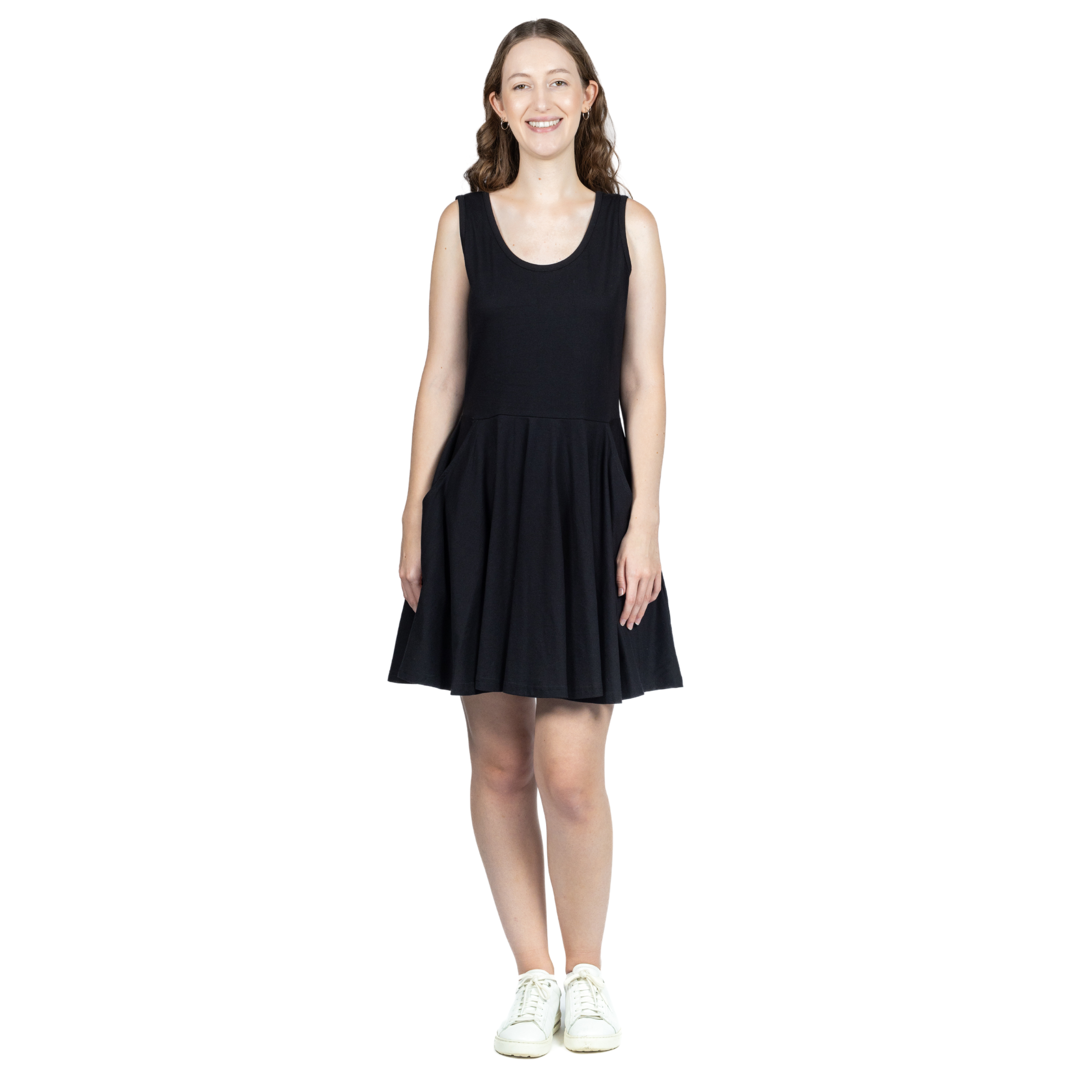 Onyx Black Skater Dress Svaha USA