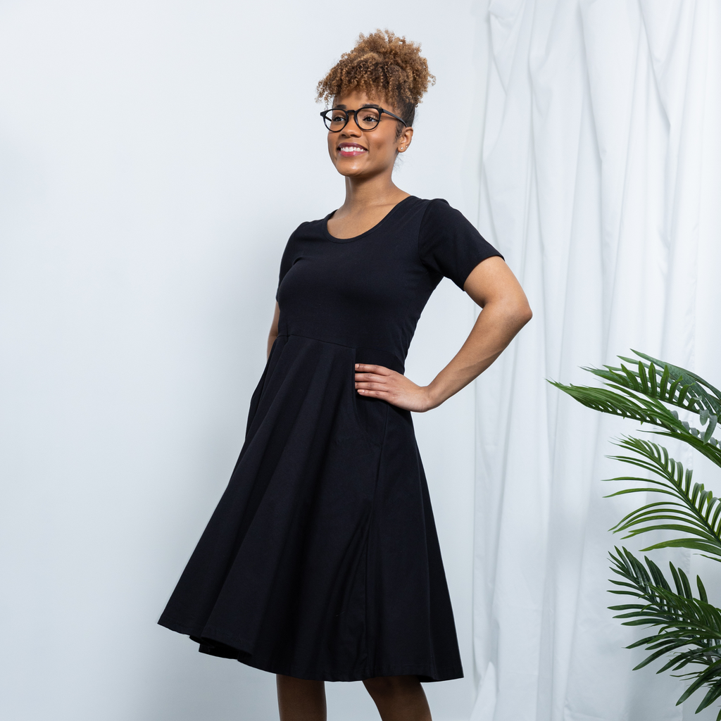 Onyx Black Twirl Dress Svaha USA