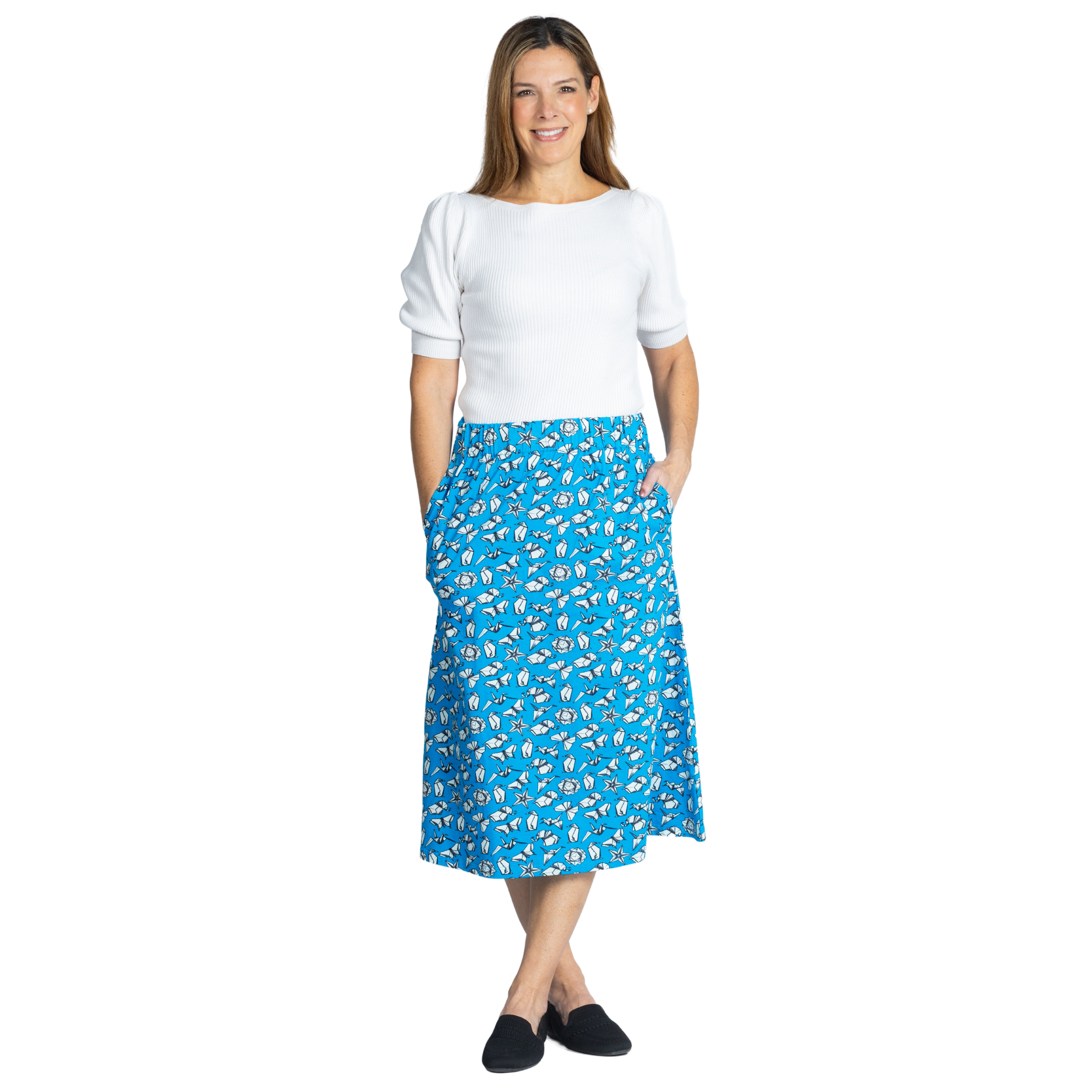 Origami Art A-Line Midi Skirt