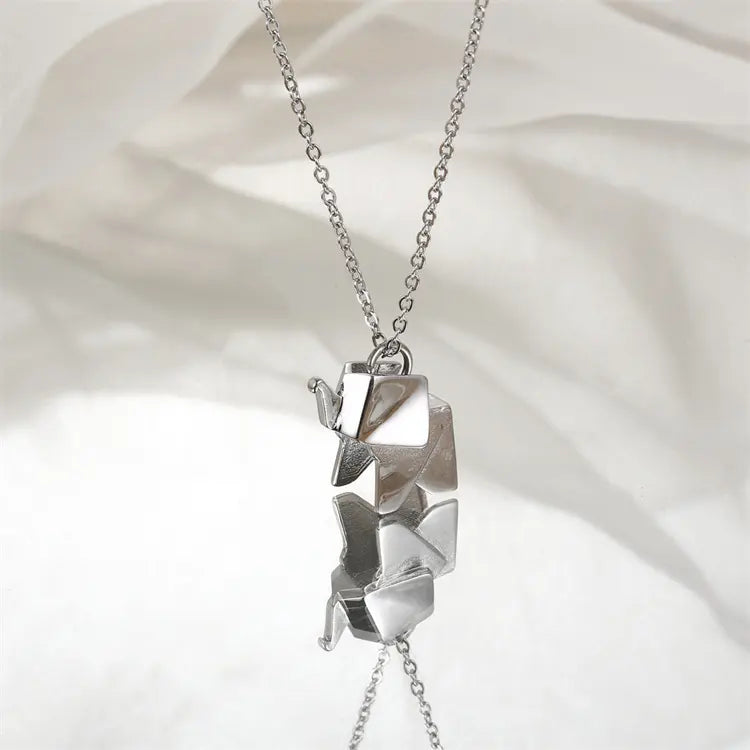 Origami Elephant Stainless Steel Necklace